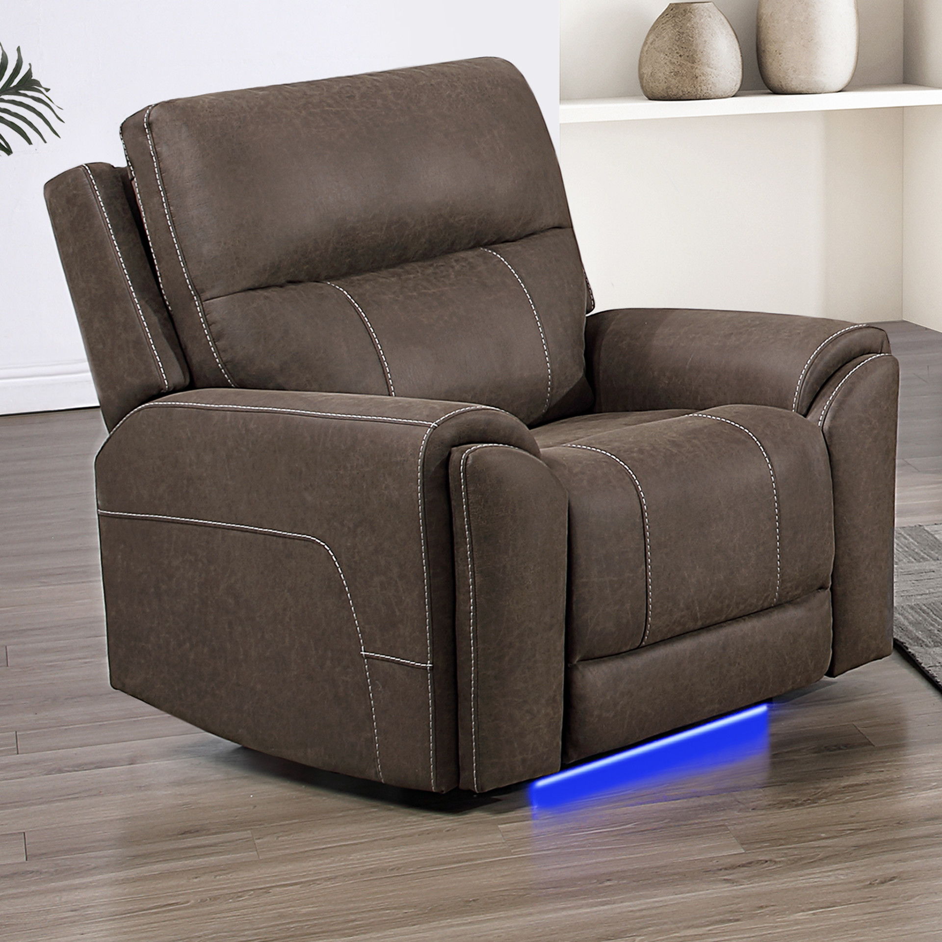 Gaia - Auto Glider Recliner With Power Headrest & Footrest - Sable, dark brown