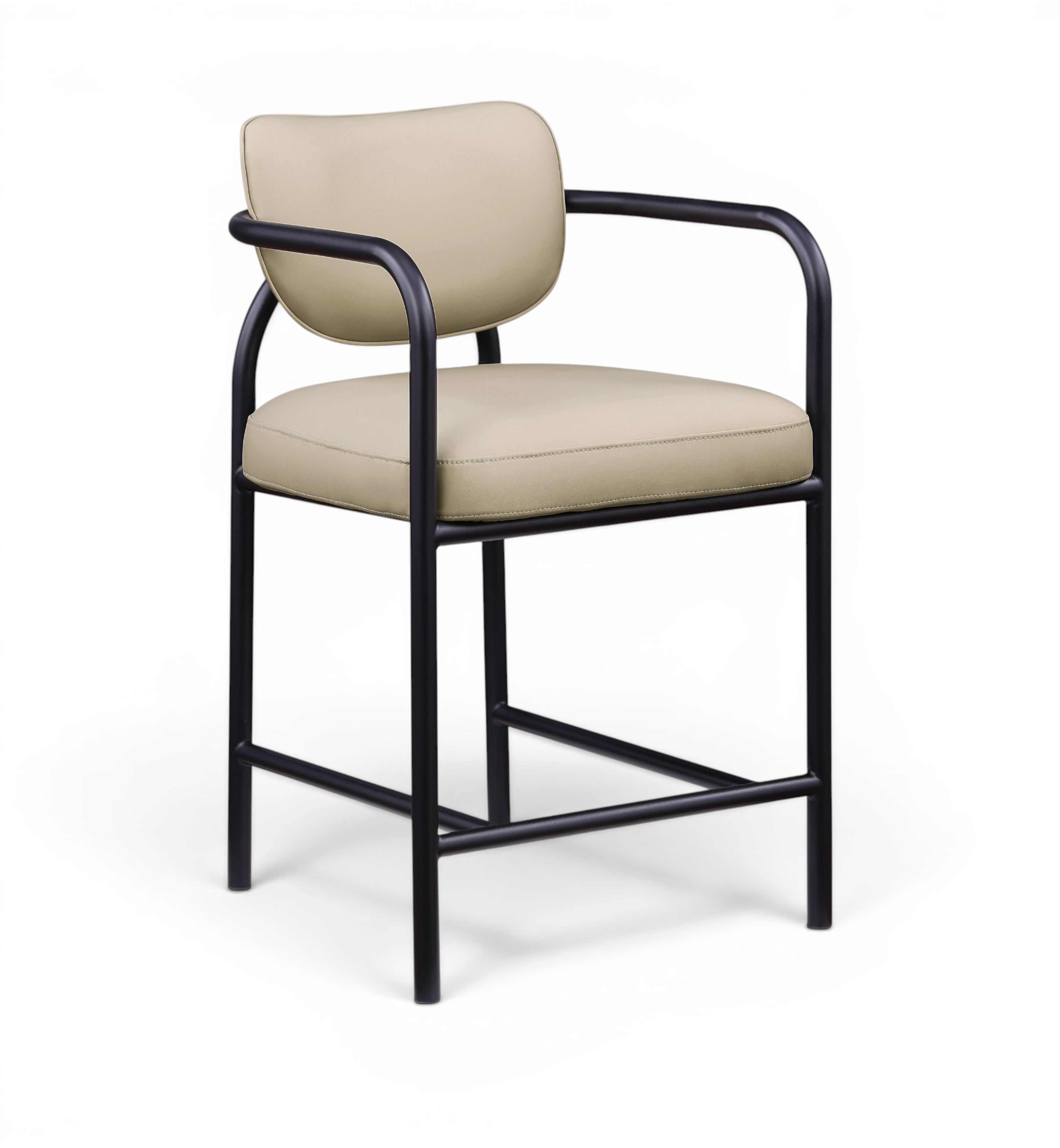 Serava - Vegan Leather Upholstered Counter Stool - Beige