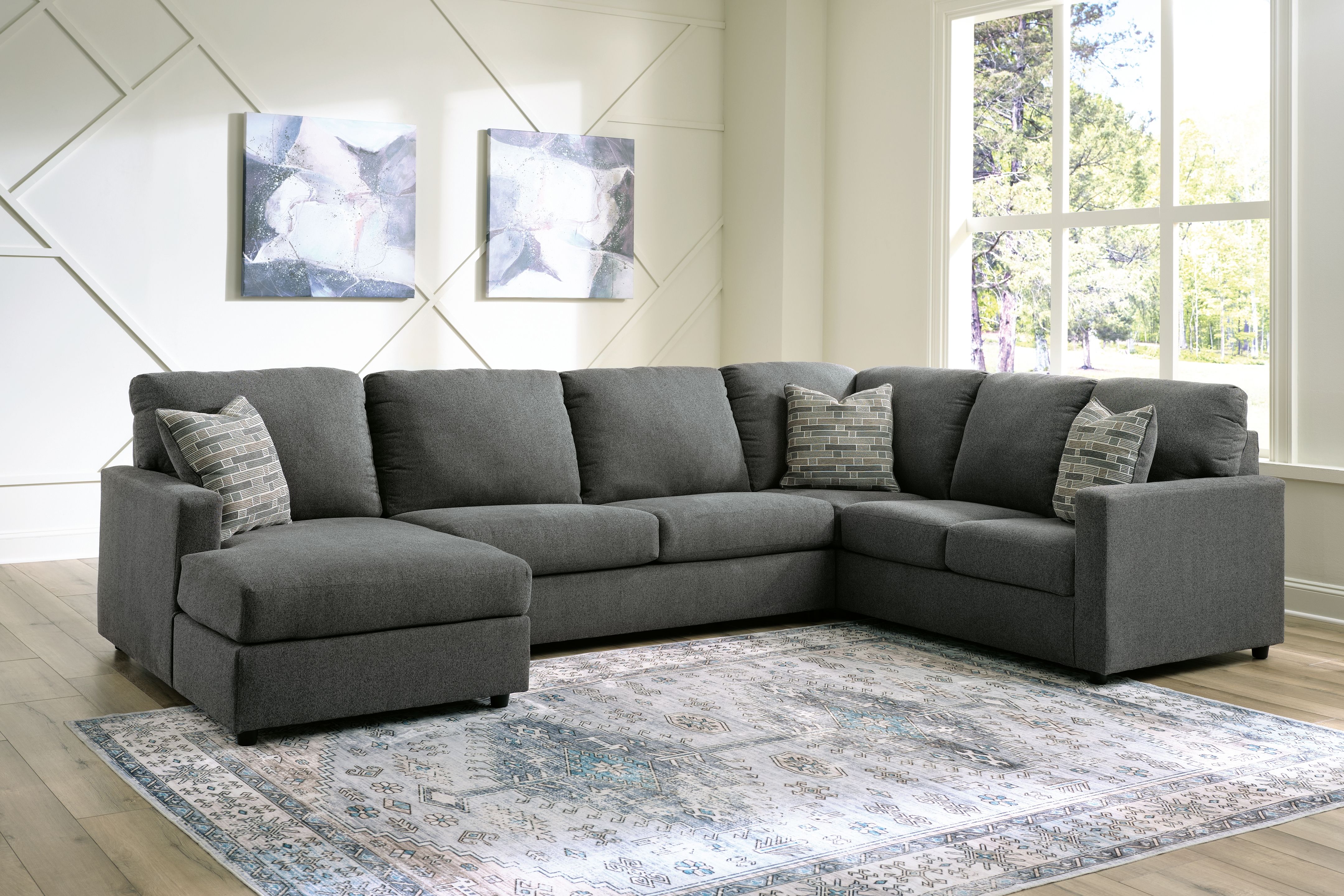 Ashley Furniture Edenfield - Left Arm Facing Corner Chaise 3 Pc Sectional - Charcoal - Image 3