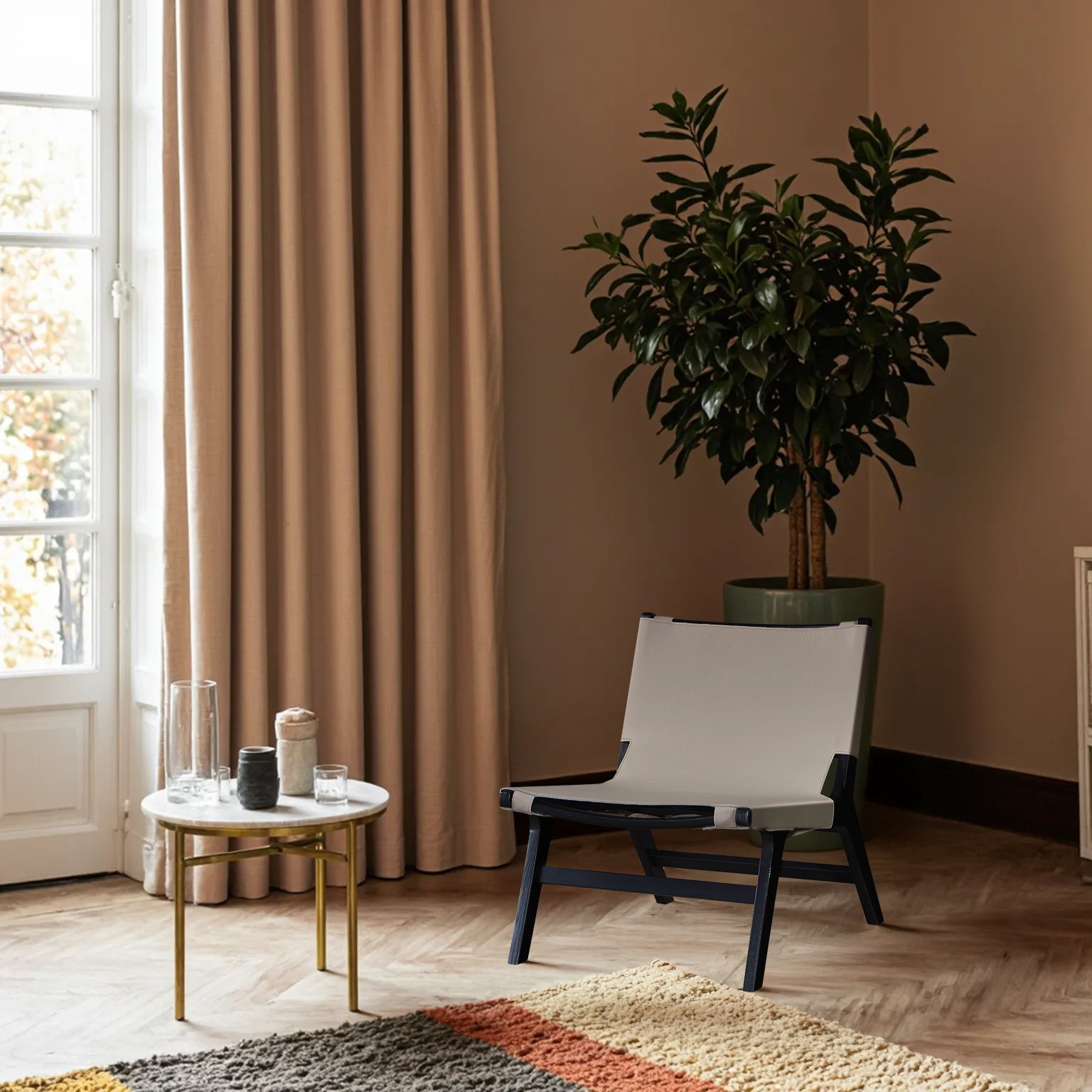 Rawlins - Vegan Leather Upholstered Accent Chair - Taupe