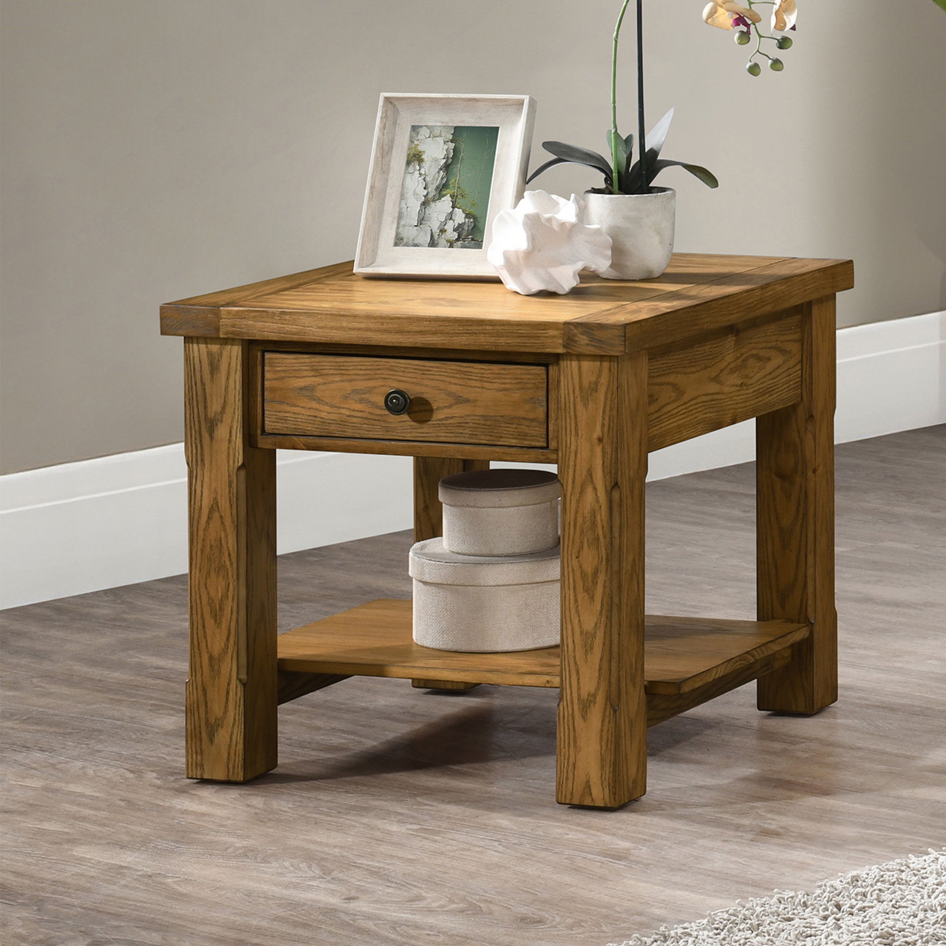 Duncan - 1 Drawer End Table - Walnut, light brown, view 5