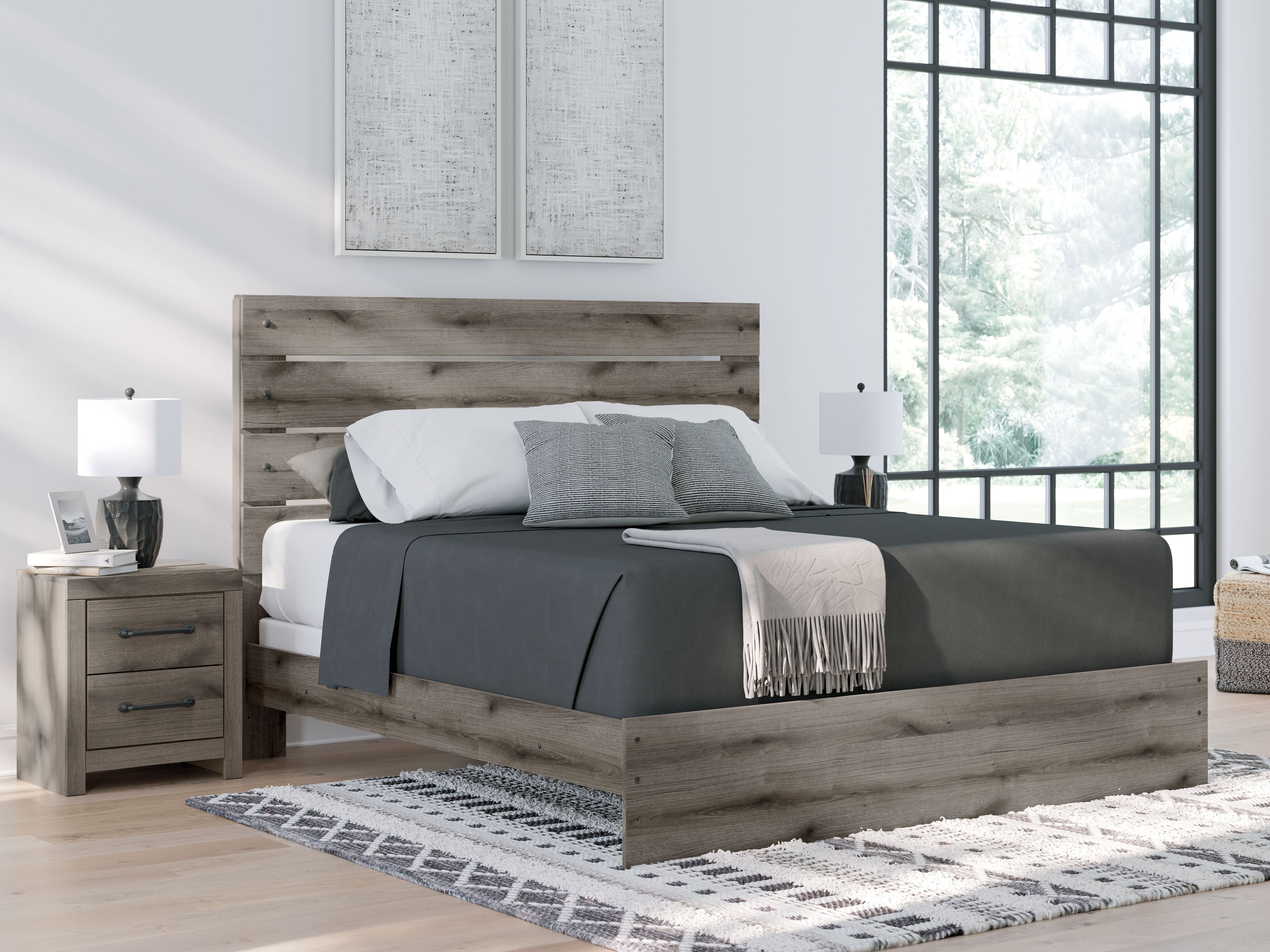 Graystorm - King Panel Bed - Brown Gray