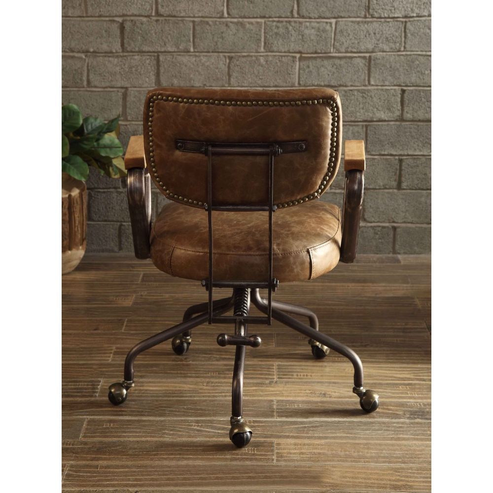 Hallie - Office Chair - Vintage Whiskey Top Grain Leather, dark brown, view 7