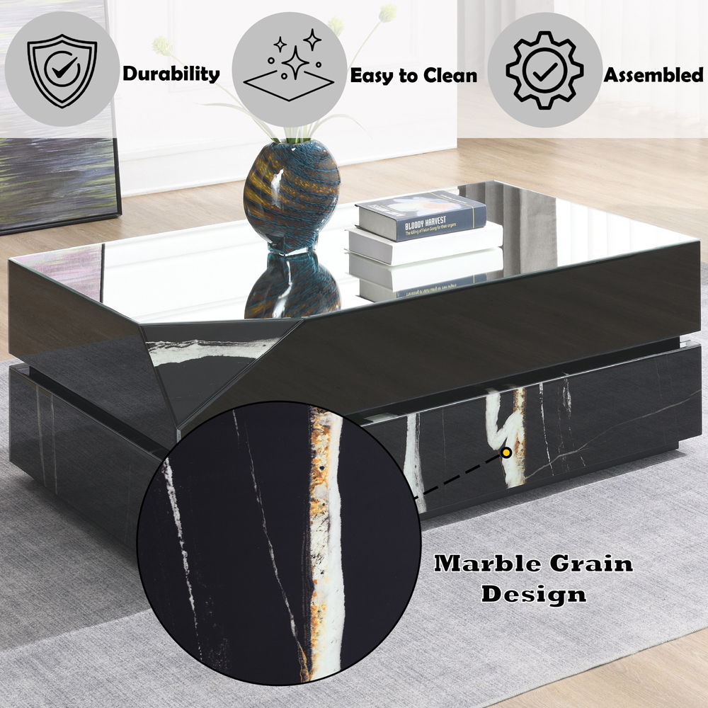 Drisana - Coffee Table - Black Mirrored, black, view 5