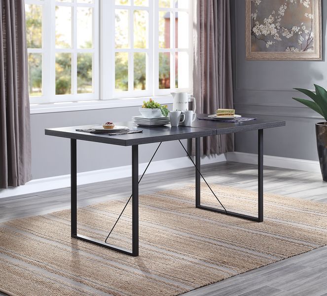 Nakula - Dining Table - Gray Oak & Black, black, view 5