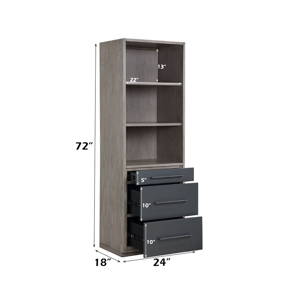 Estevon - Bookcase - Gray Oak, dark gray, view 5