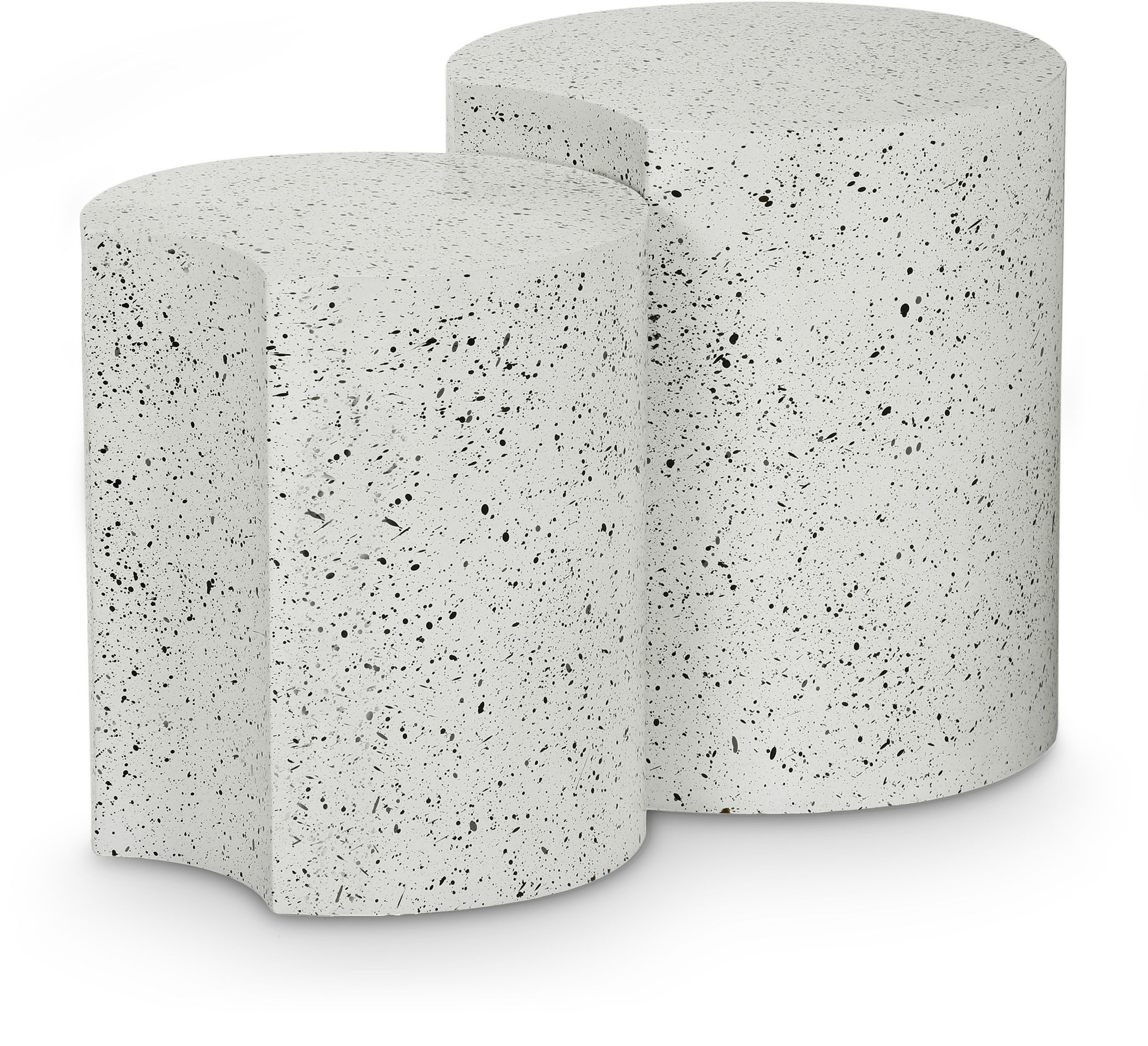 Dimple - 2 Piece Modular End Table - White Terazzo Finish