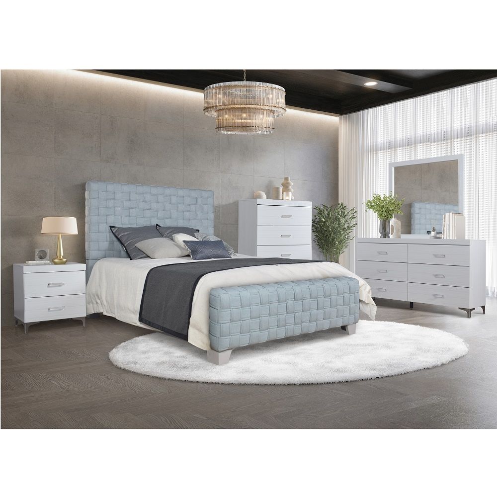 Saree - Eastern King Bed - Light Teal Chenille & Gray, light blue, view 3