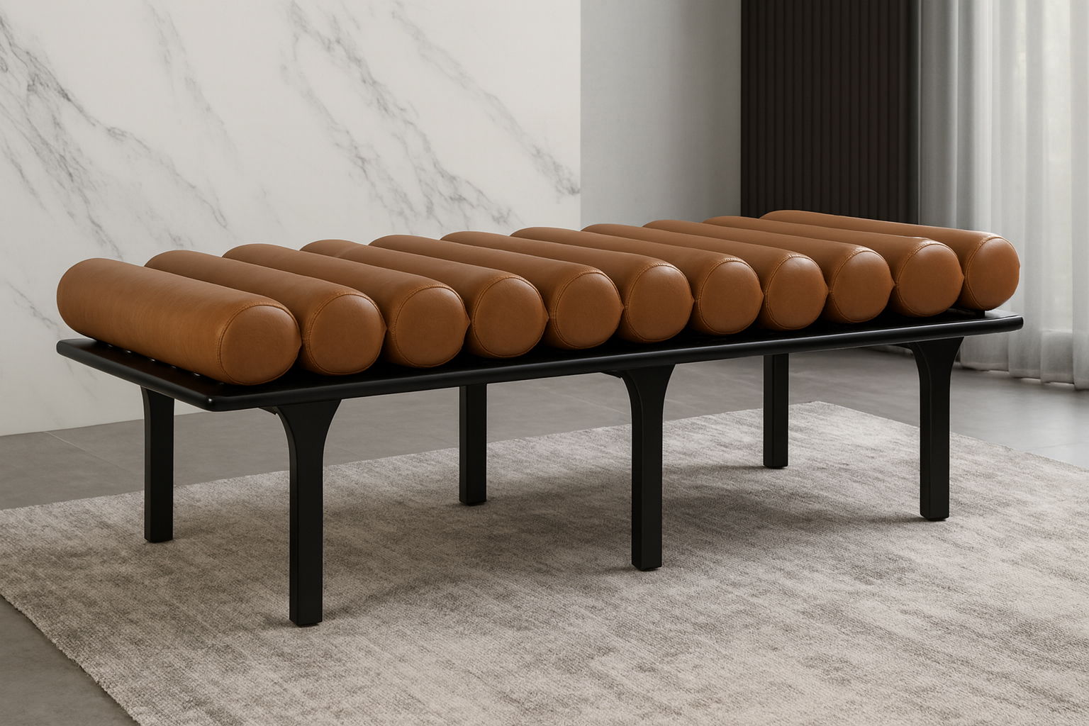 Landon - Bench With Black Base - Cognac