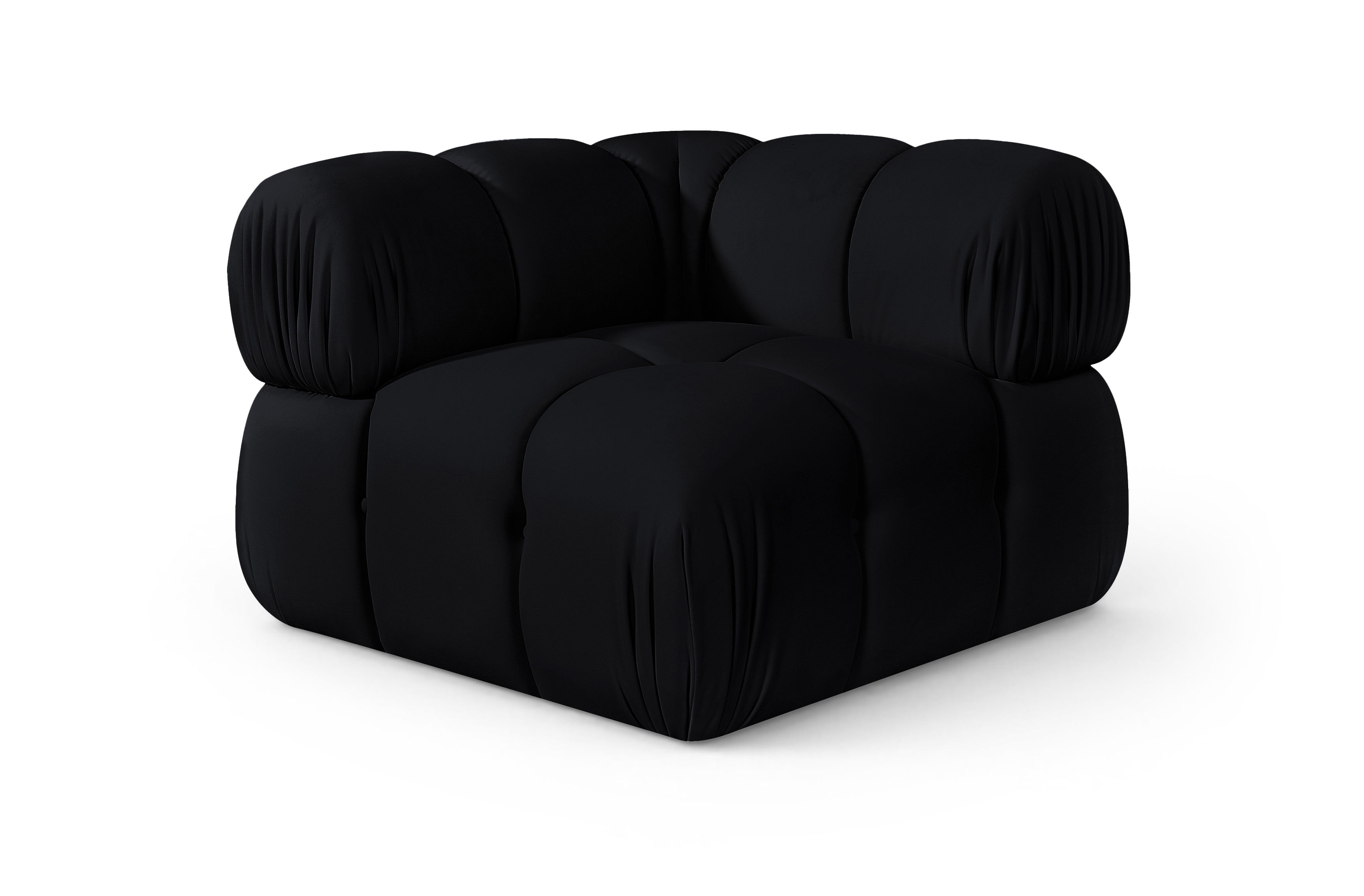 Orin - Velvet Performance Fabric Upholstered Modular Corner Chair - Black