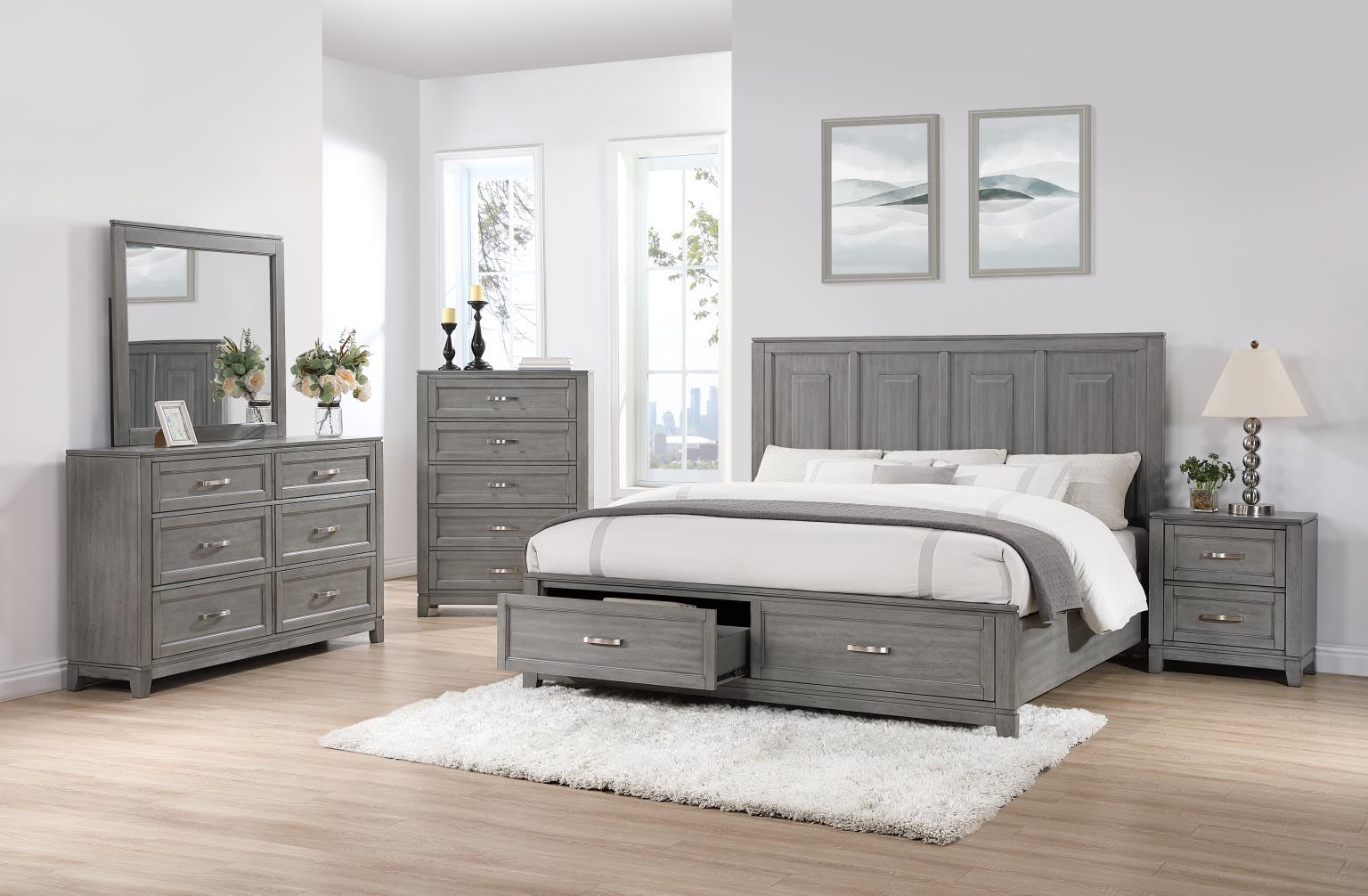 B237 - 3 Piece Bedroom Set (Queen Bed, Dresser, Mirror) - Gray