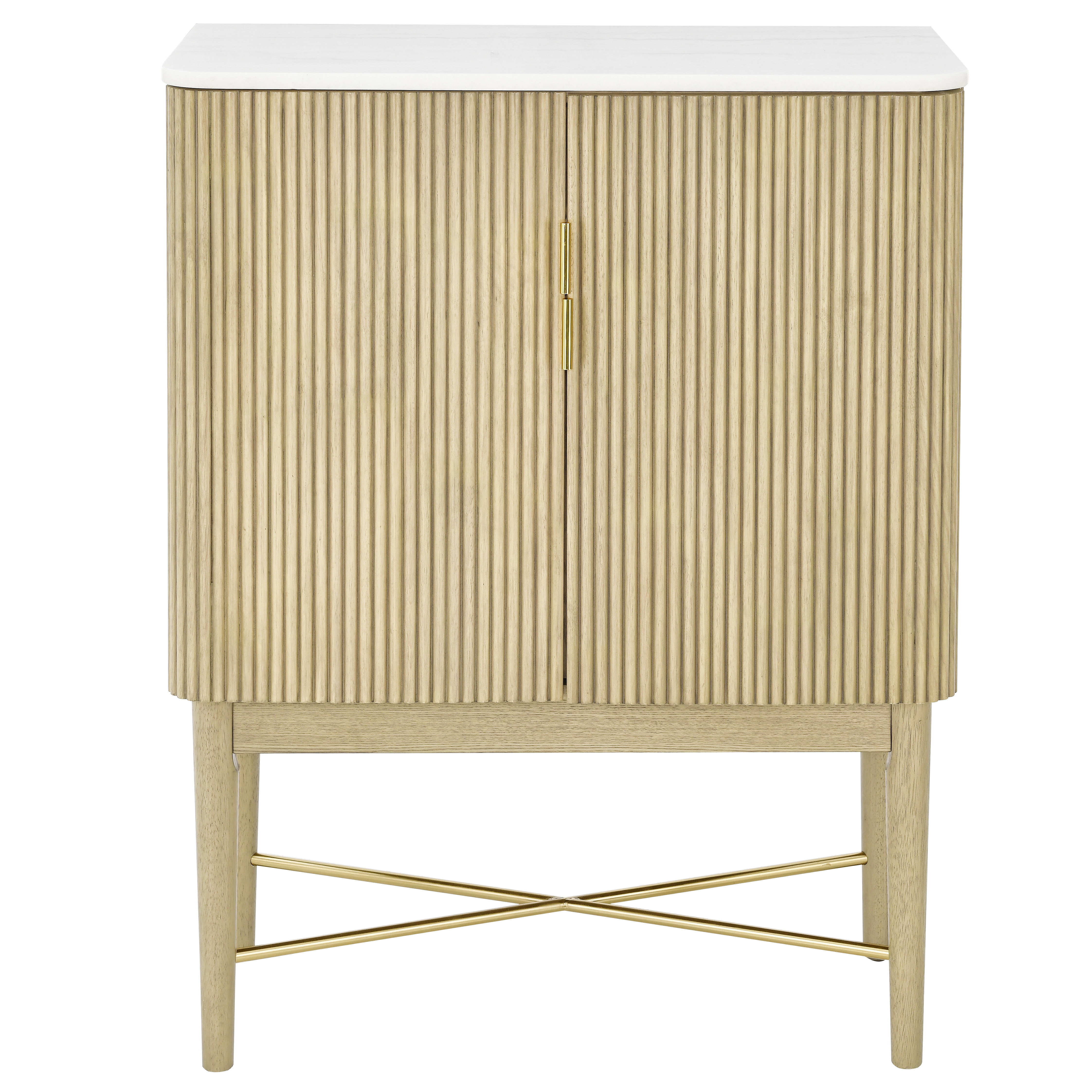 Vida - Marble Top Wine Cabinet - White