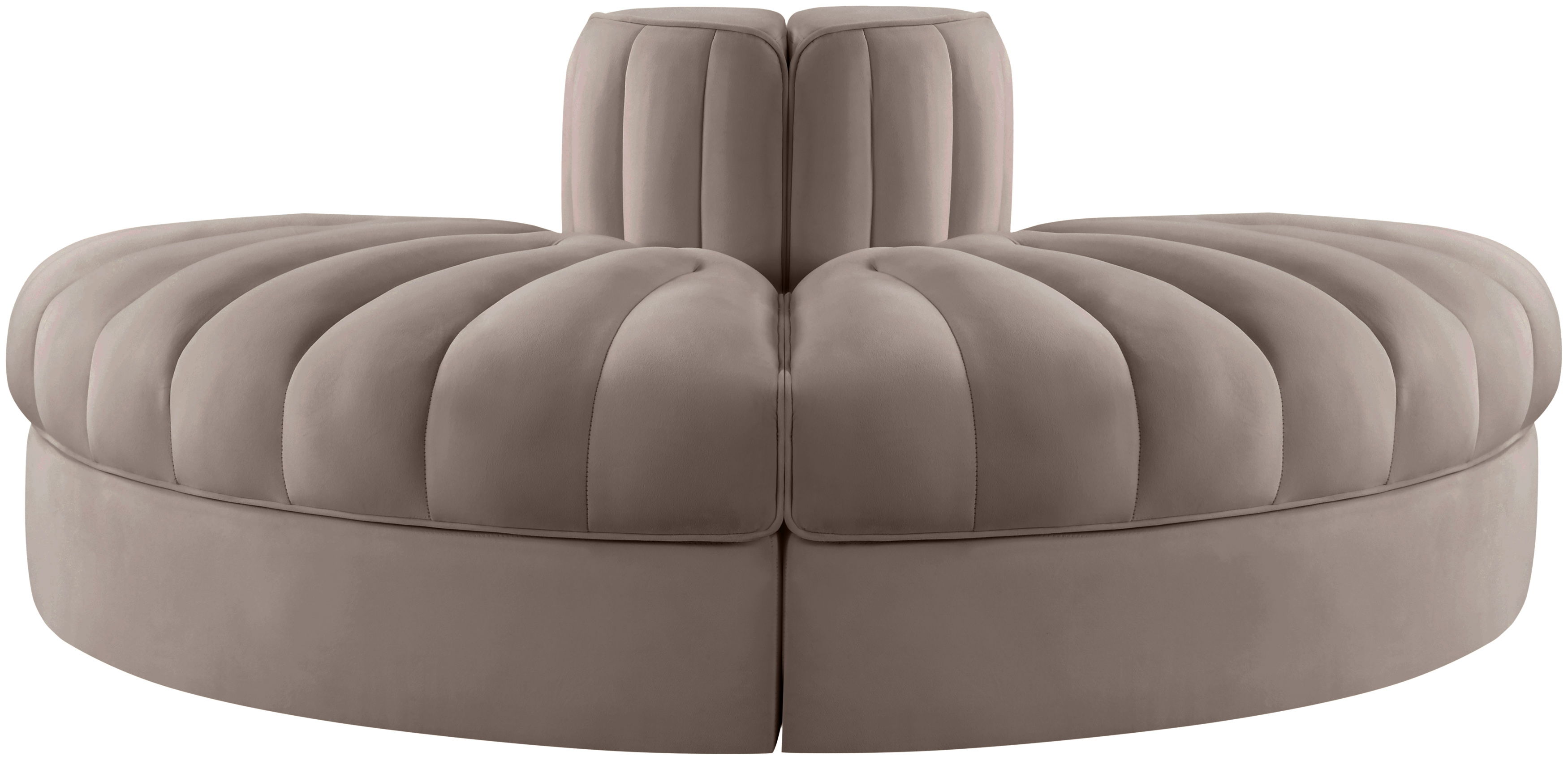 Rummi - Velvet Performance Fabric Upholstered 2 Piece Modular Loveseat - Taupe