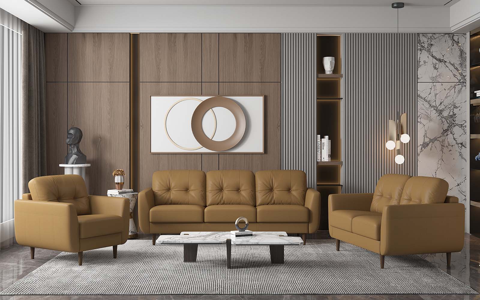 Radwan - Chair - Camel Leather, orange