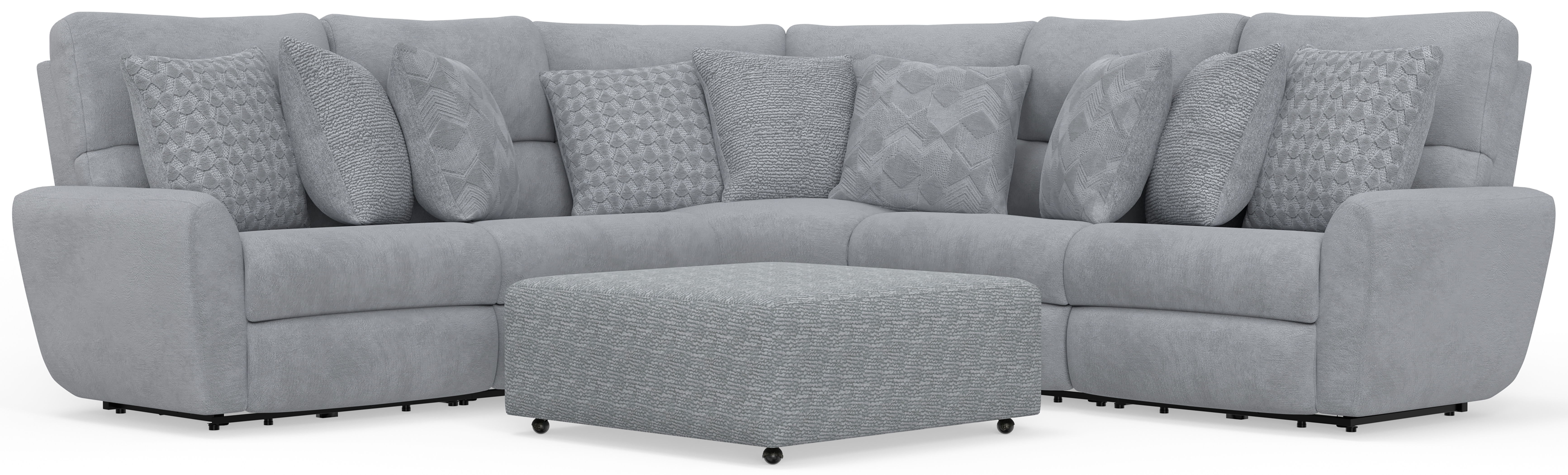 Majesty - 3 Piece Deep Seating Power Reclining Sectional With 1 Castered Cocktail Ottoman - Shark