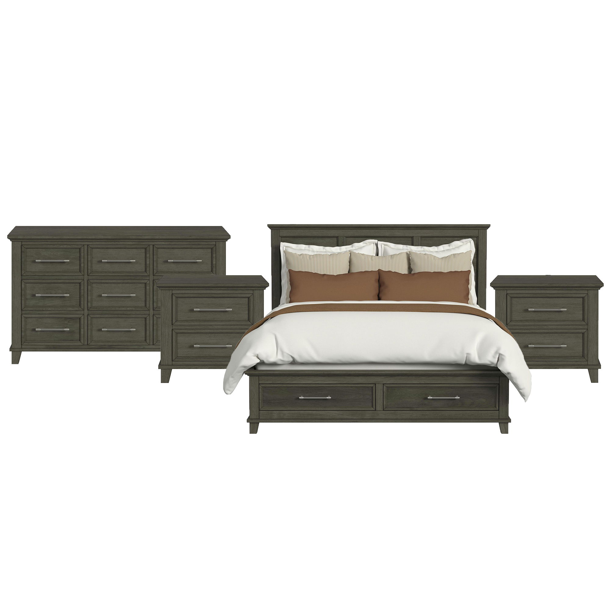 King · 4 Pc · Bedroom Set With 2 Nightstands & Dresser