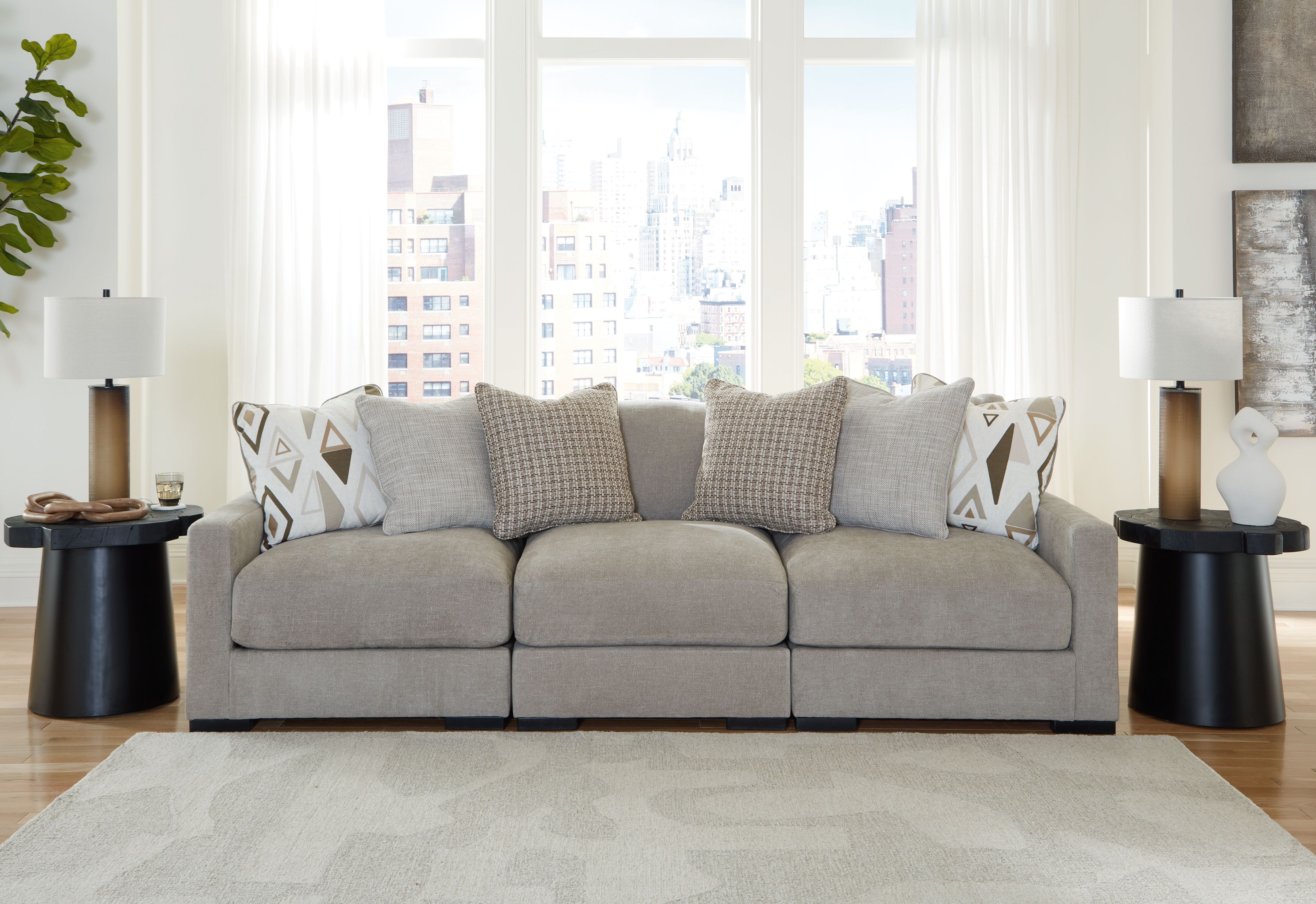 Ashley Furniture Aslan Court - 3-Piece Sofa Sectional - Pebble - Image 3