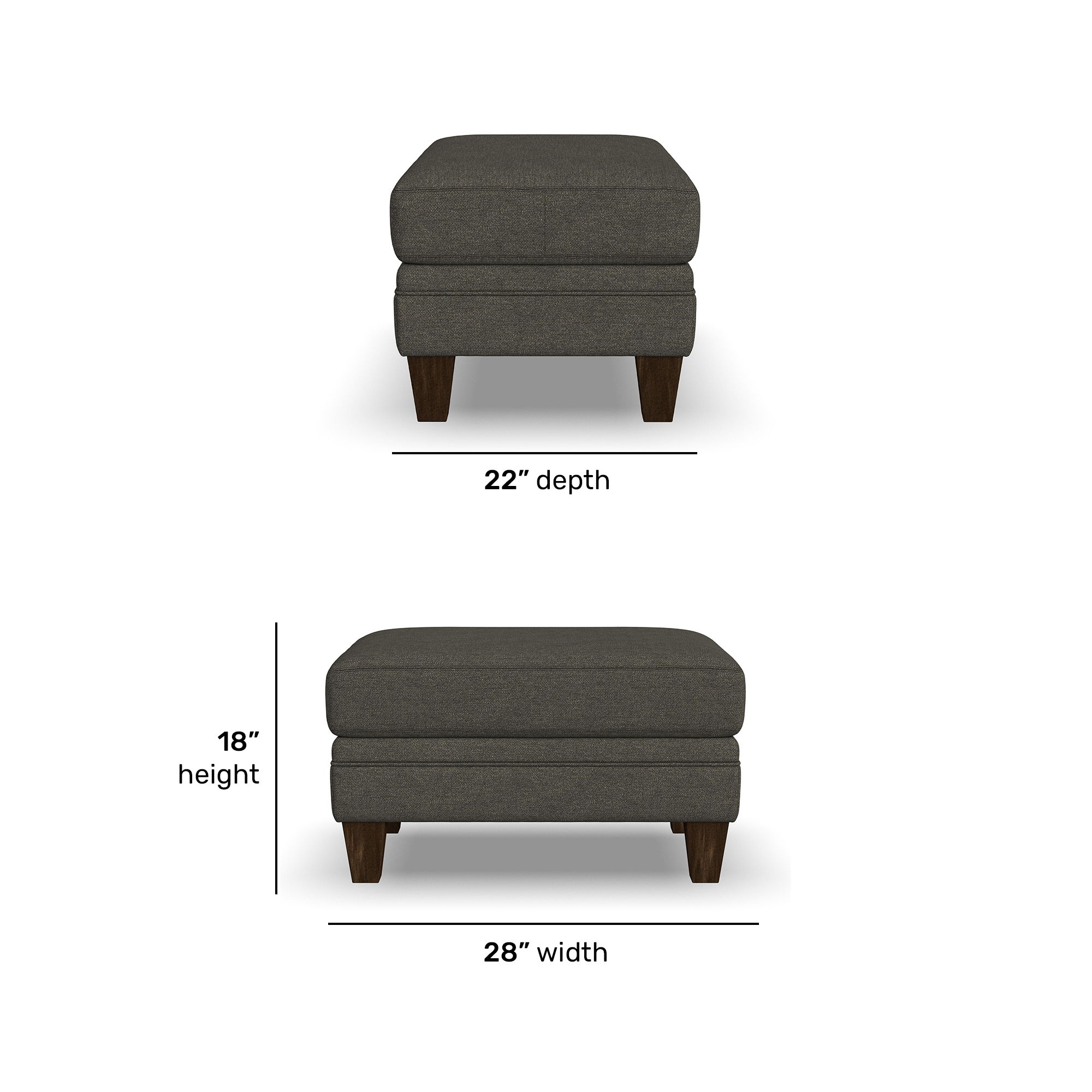 Lottie - Fabric Ottoman, dark gray, view 5