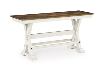 Brinfern – Large Counter Dining Room Bench – Brown / Antique White