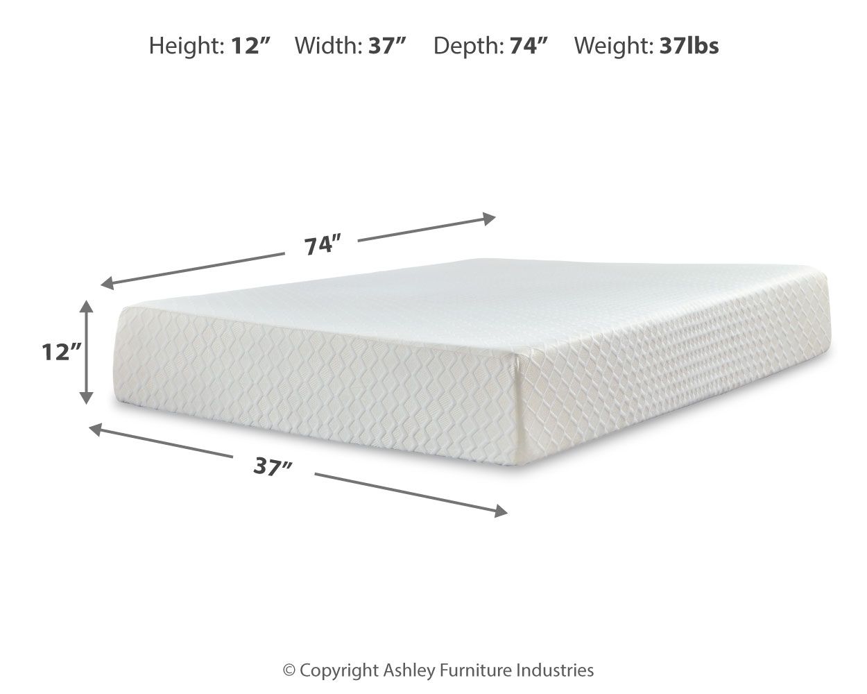 Ashley Furniture Chime 12 Inch Memory Foam - Twin Mattress - 12-inch - White - Image 9