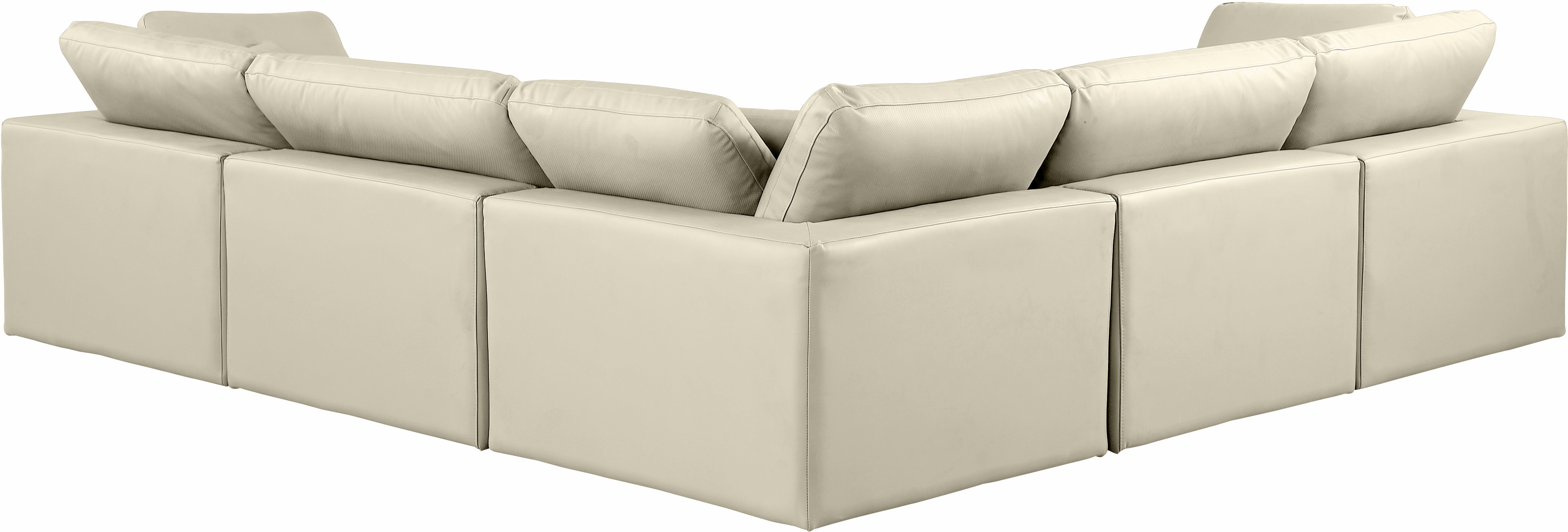 Comfy - 5 Piece Faux Leather Modular Corner Sectional - Cream