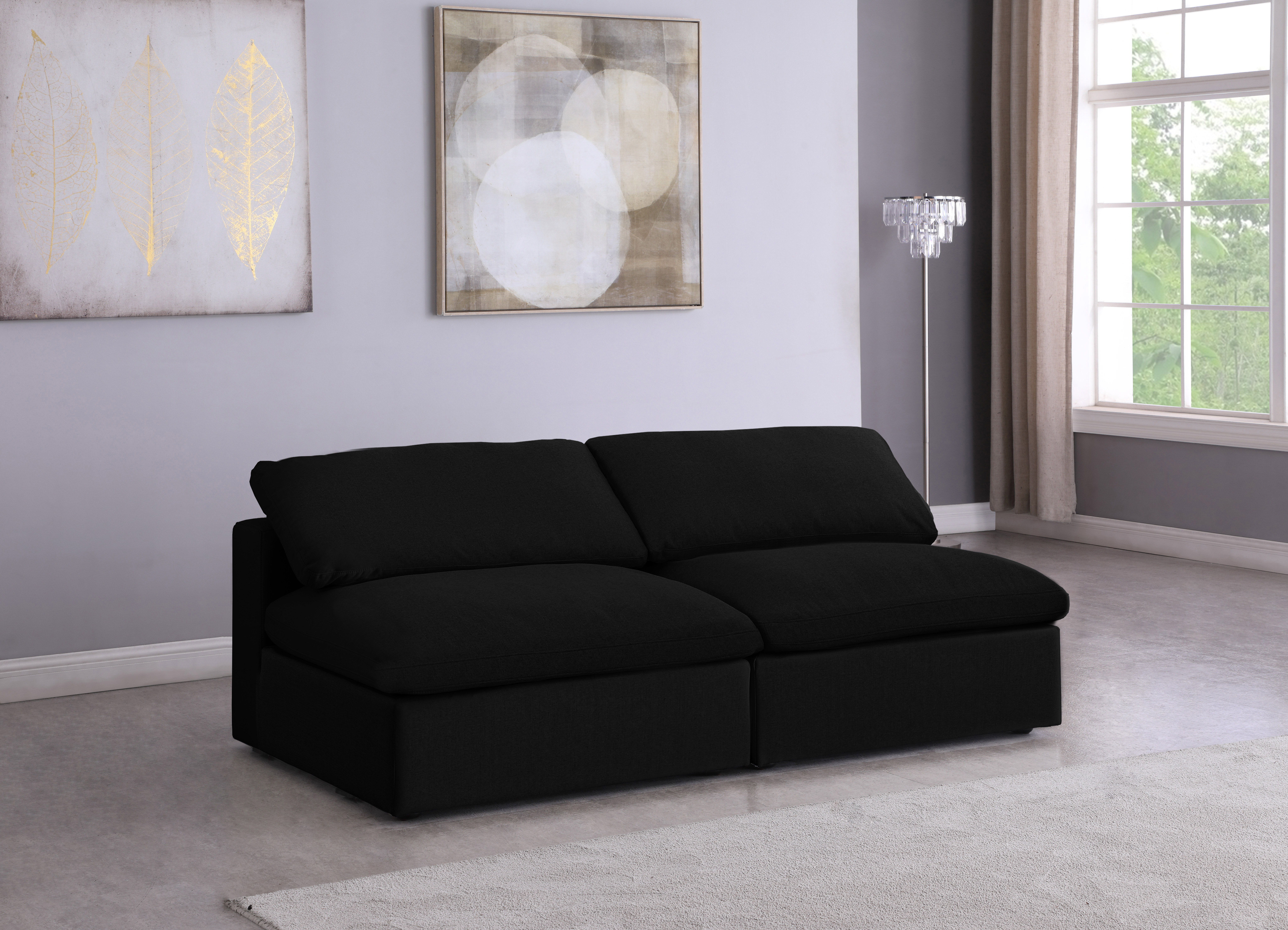 Serene - 2 Piece Modular Armless Sofa - Black