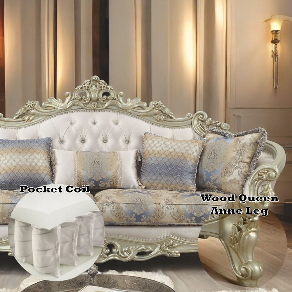 Gorsedd - Sofa With 5 Pillows - Fabric & Golden Ivory, beige, view 4