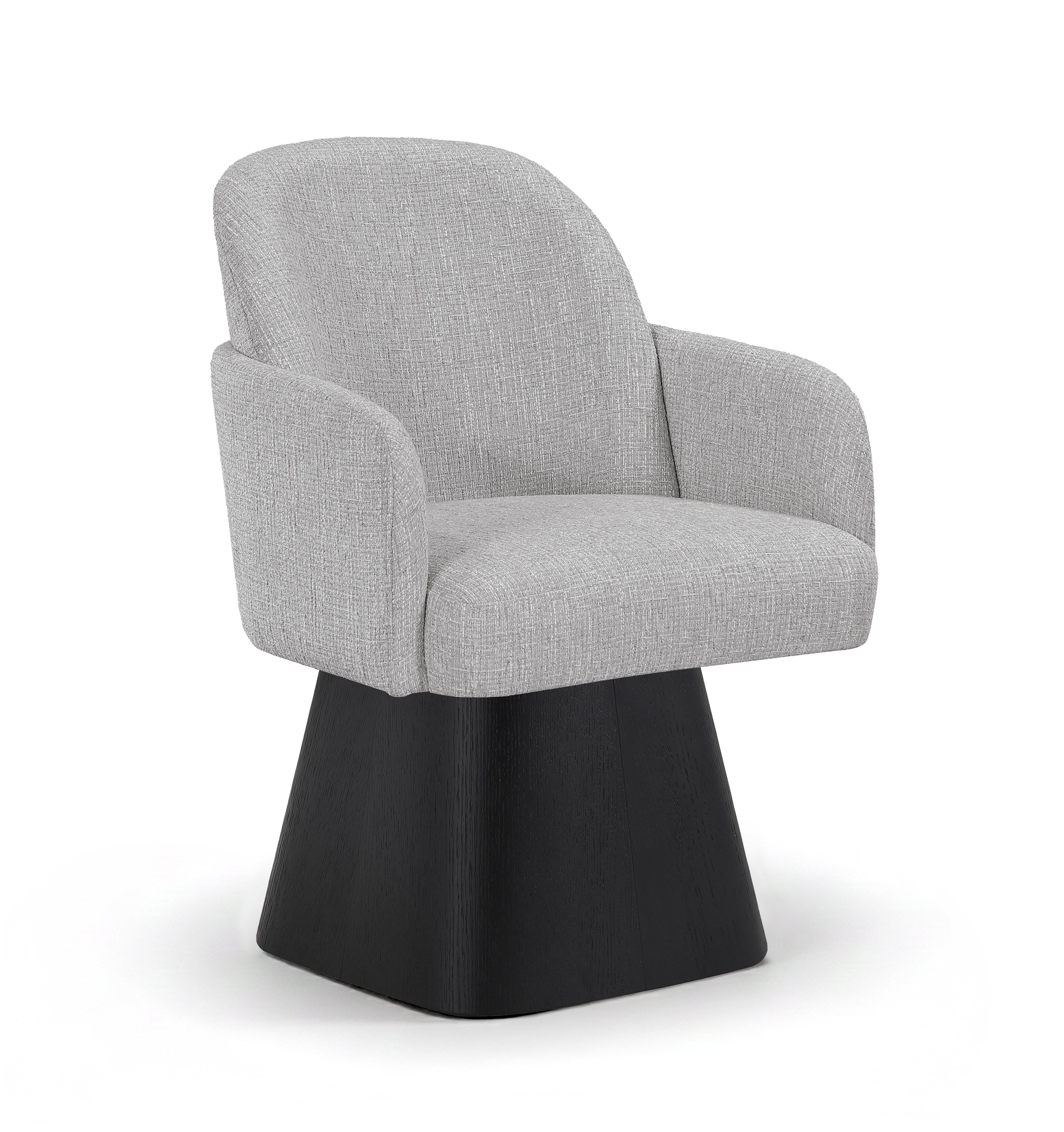 Marlowe - Linen Textured Fabric Upholstered Swivel Dining Arm Chair - Grey