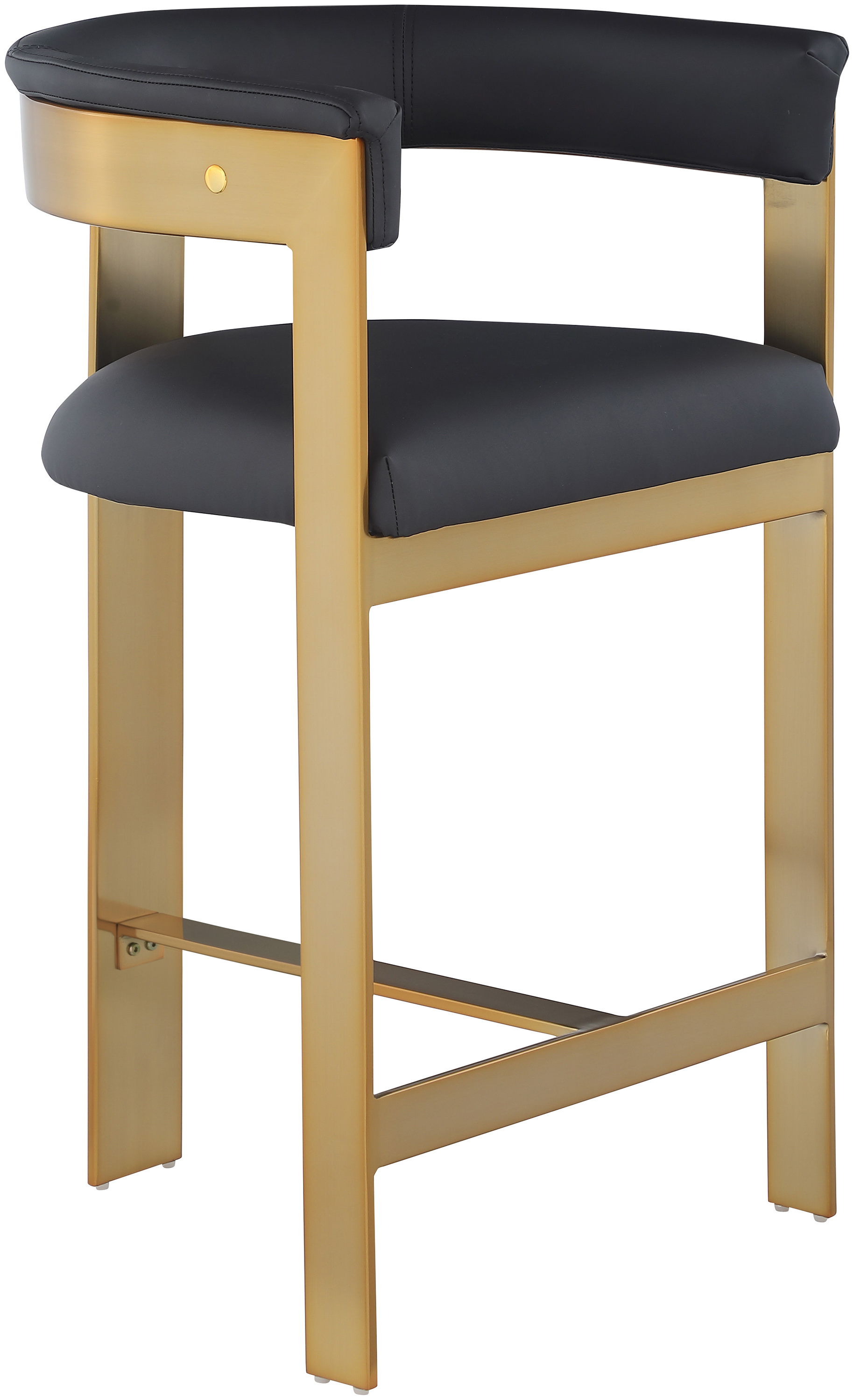 Romeo - Faux Leather Counter Stool With Gold Base (Set of 2) - Black
