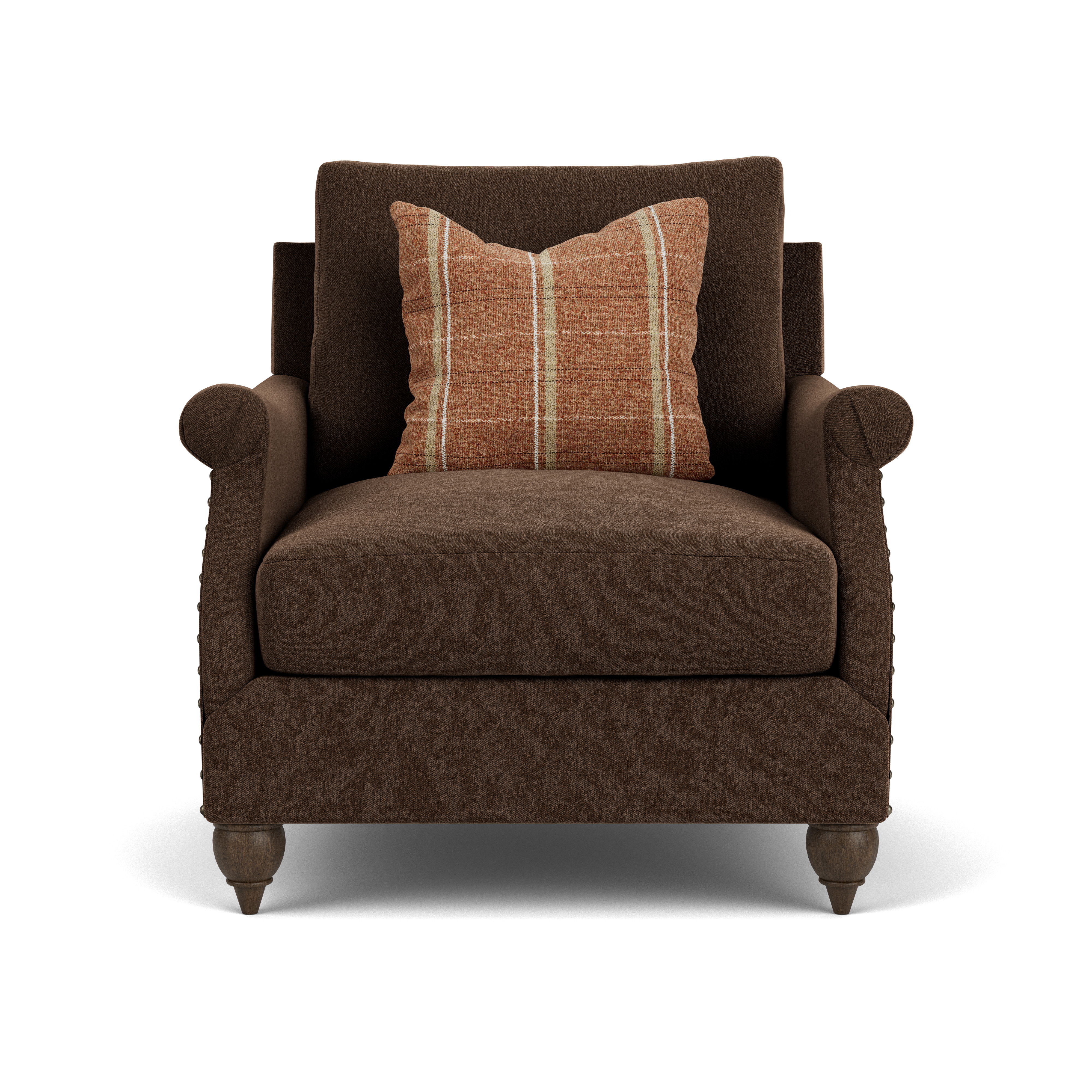 Veda - Fabric Chair With Nailhead Trim, dark brown, view 5