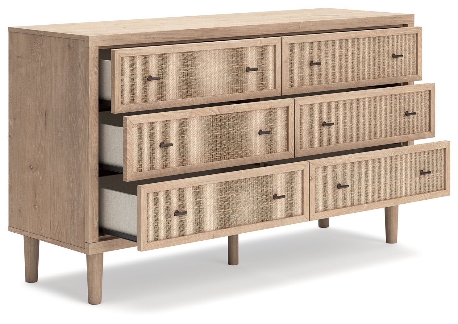 Ashley Furniture Cielden - 3 Pc. - Dresser, Mirror, King Upholstered Bed With Roll Slats - Soft Gray / Beige - Image 4