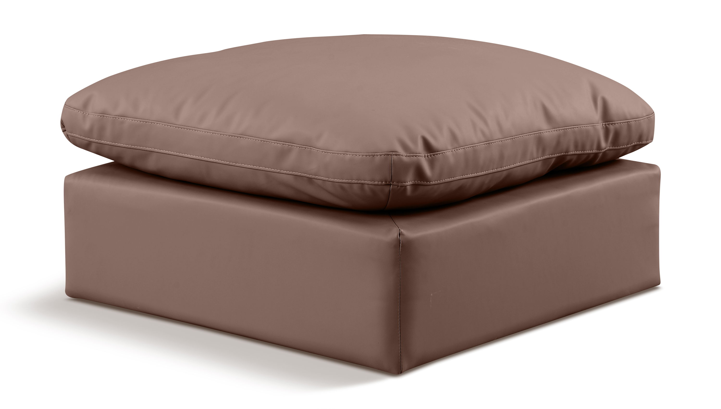 Indulge - Faux Leather Ottoman - Brown