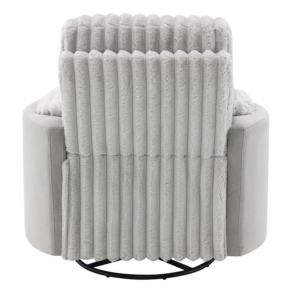 Emee - Glider Recliner With Swivel - Gray Corduroy, light gray, view 5