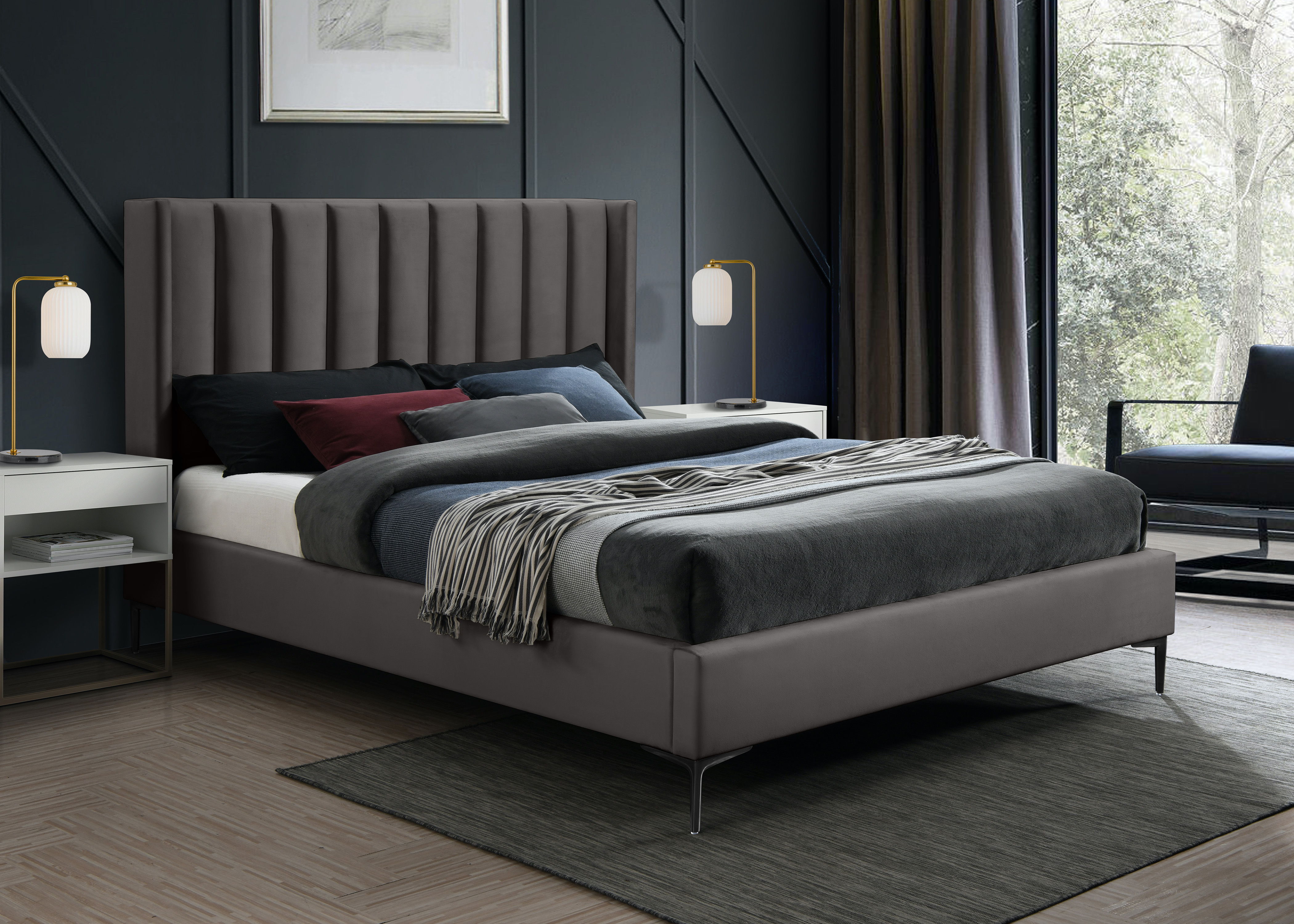 Nadia - King Bed - Gray