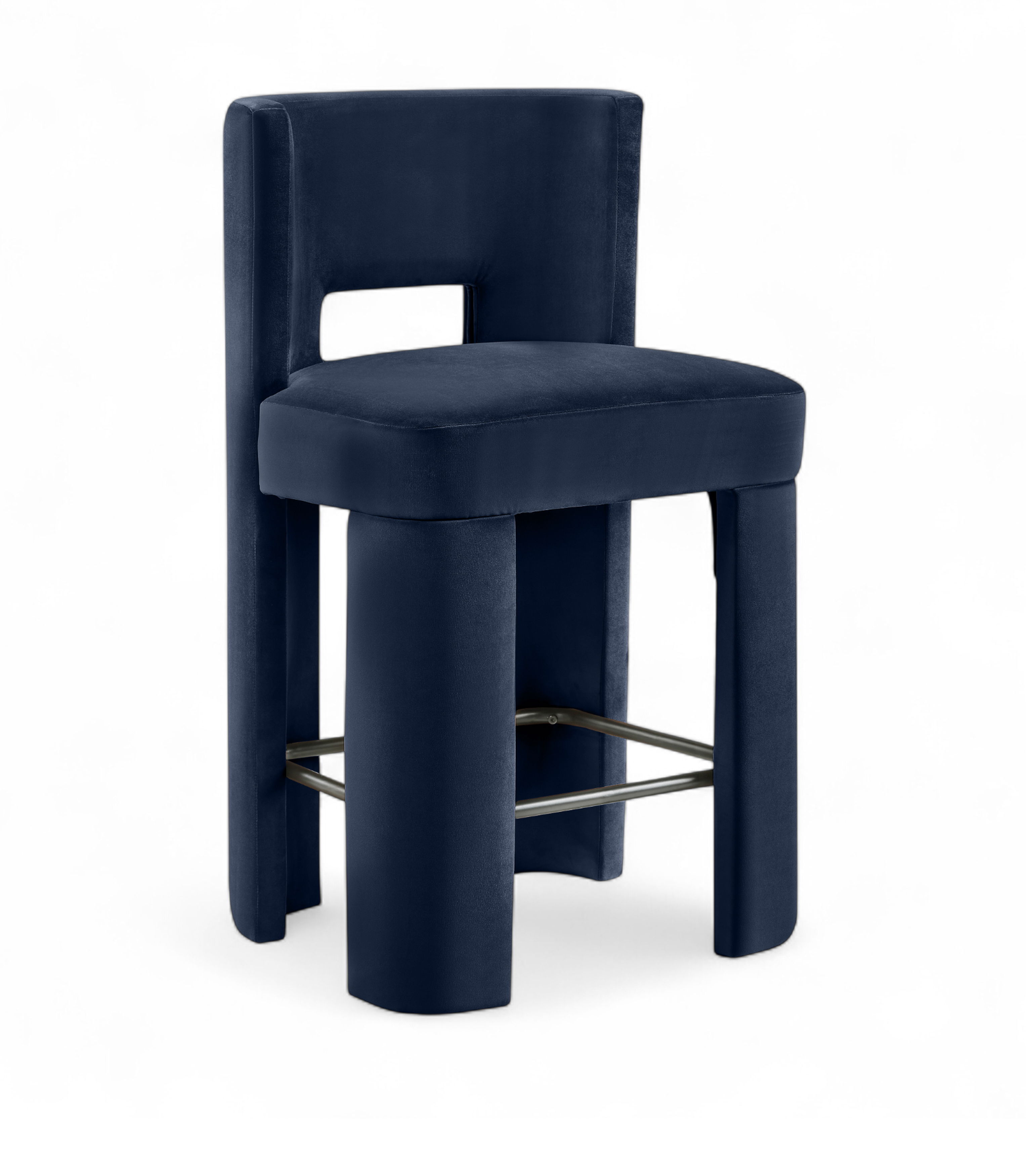 Zuno - Velvet Performance Fabric Upholstered Counter Stool (Set of 2) - Navy
