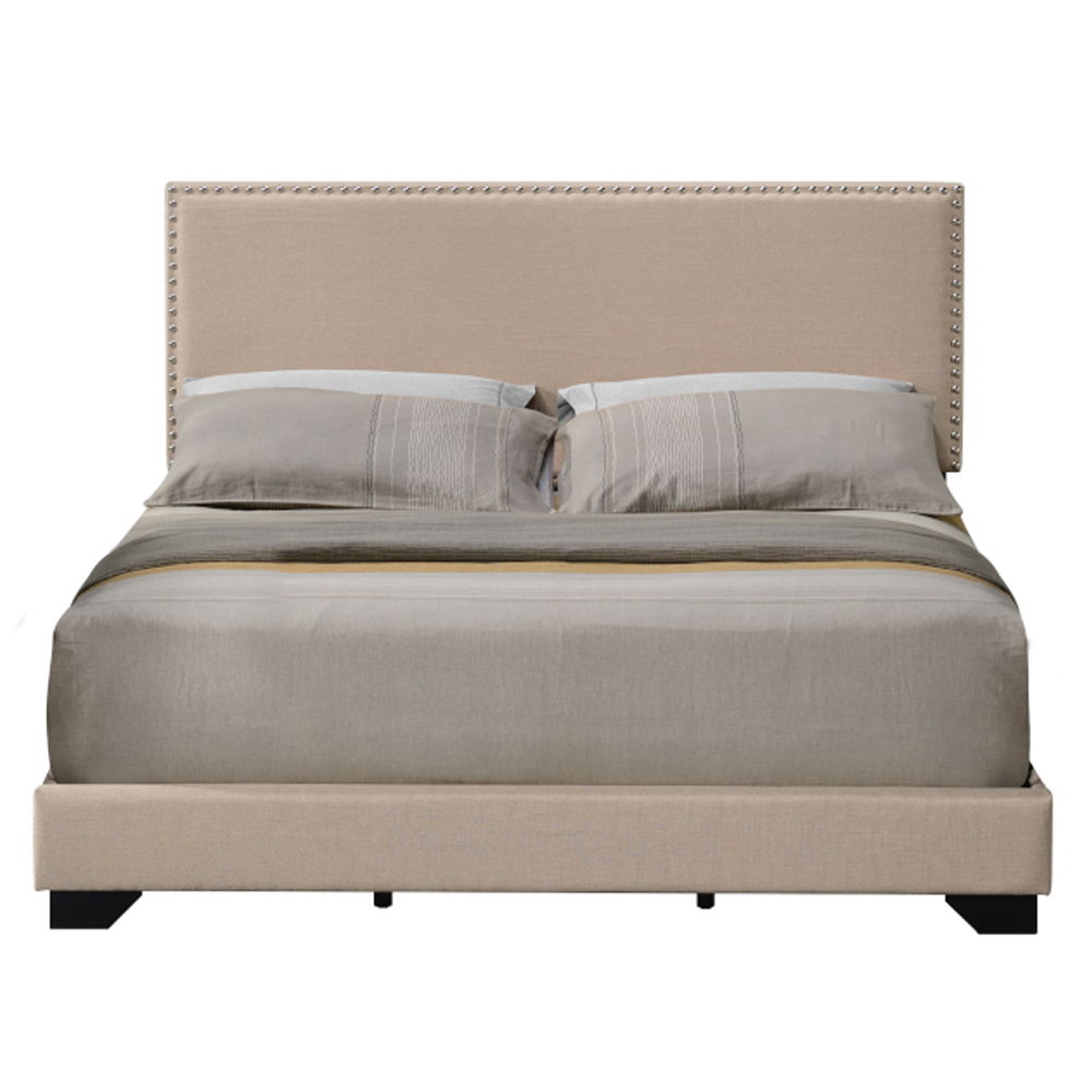 Leandros - Queen Bed - Beige Fabric, beige, view 4