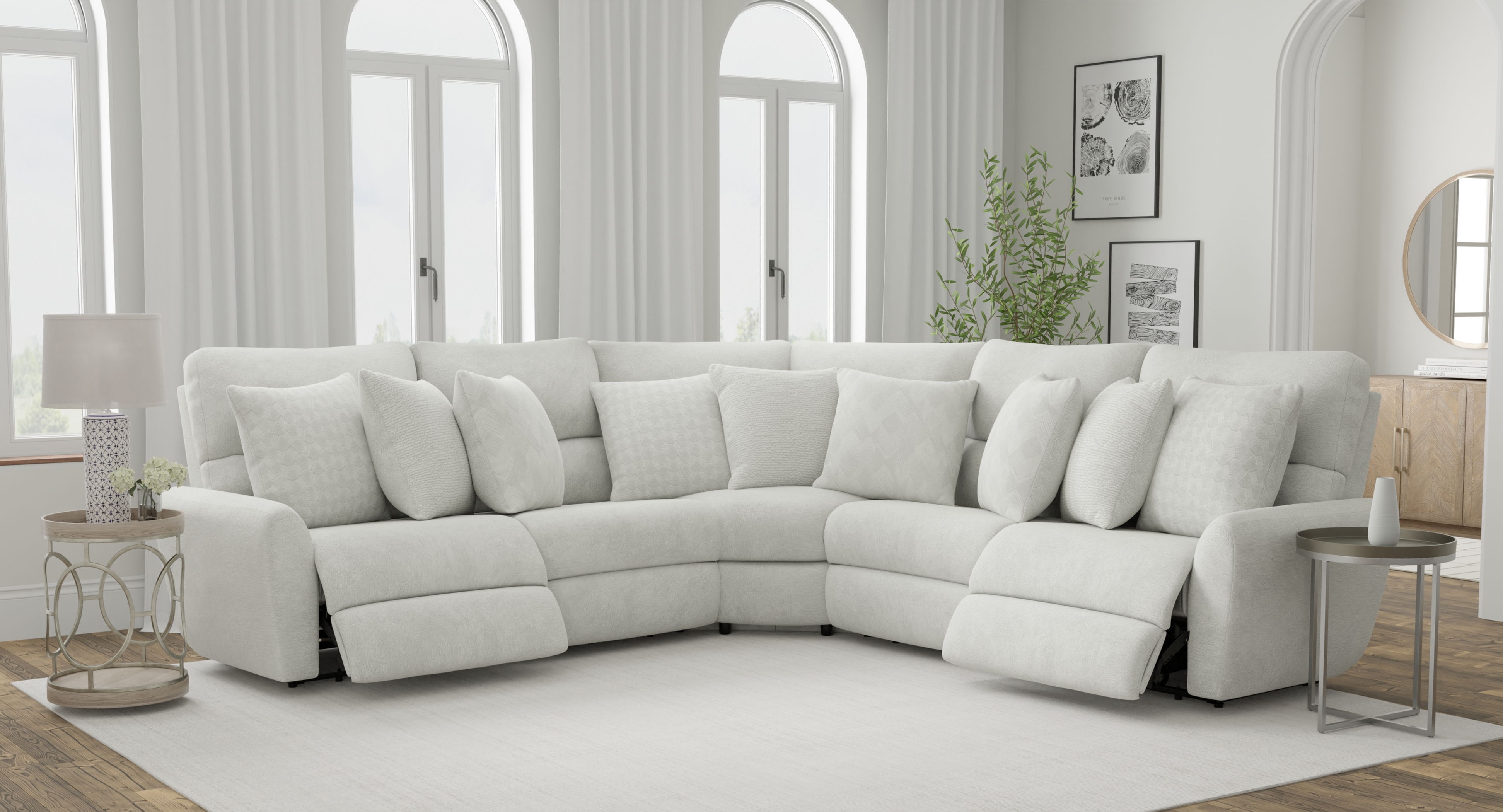 Majesty - 3 Piece Deep Seating Power Reclining Sectional - White