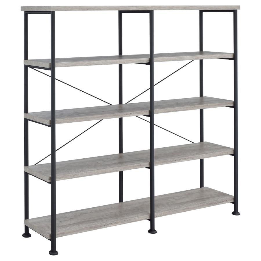 Analiese - 4-Shelf Double Bookshelf - Gray Driftwood Image