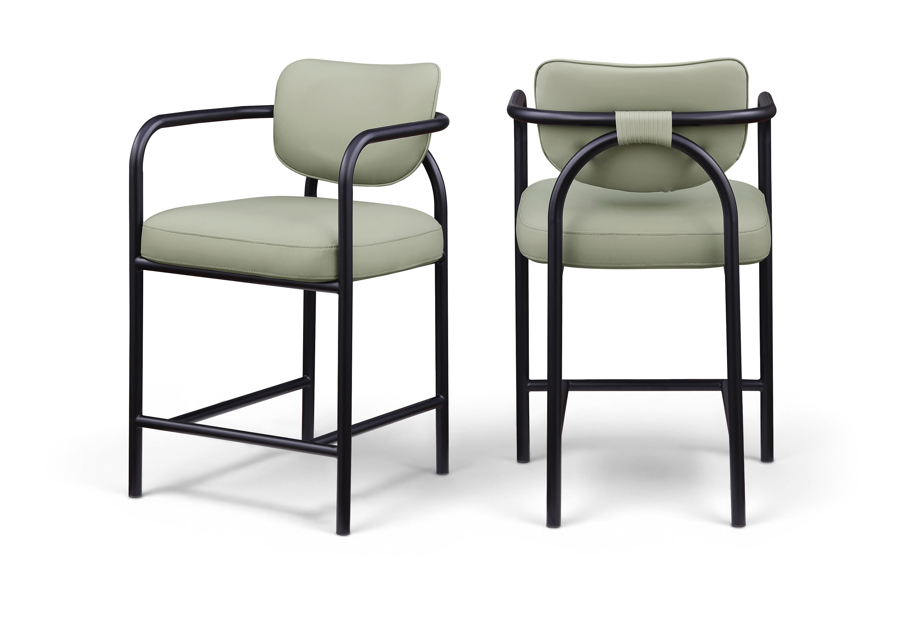 Serava - Vegan Leather Upholstered Counter Stool - Mint