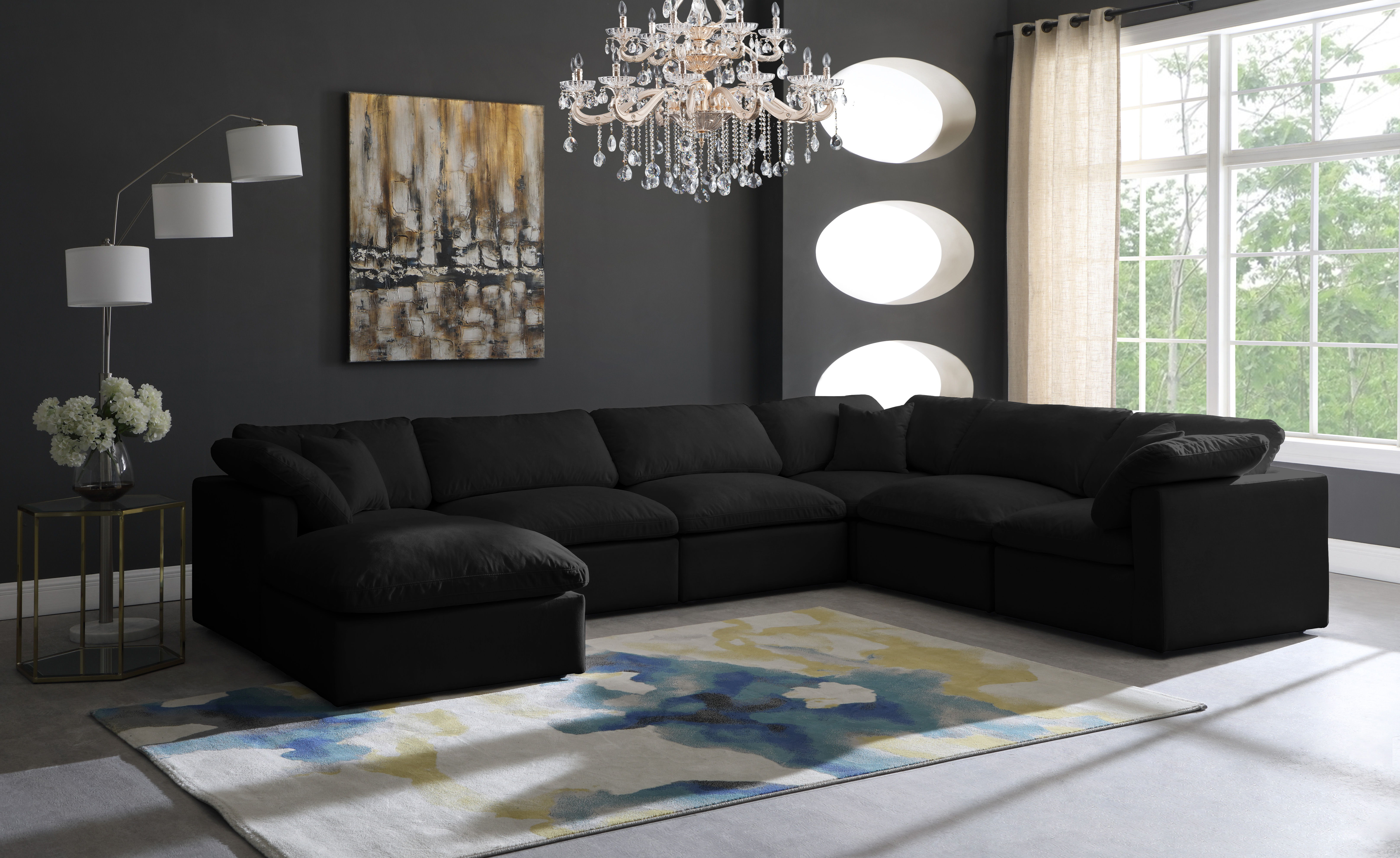 Plush - 7 Piece Modular Sectional - Black