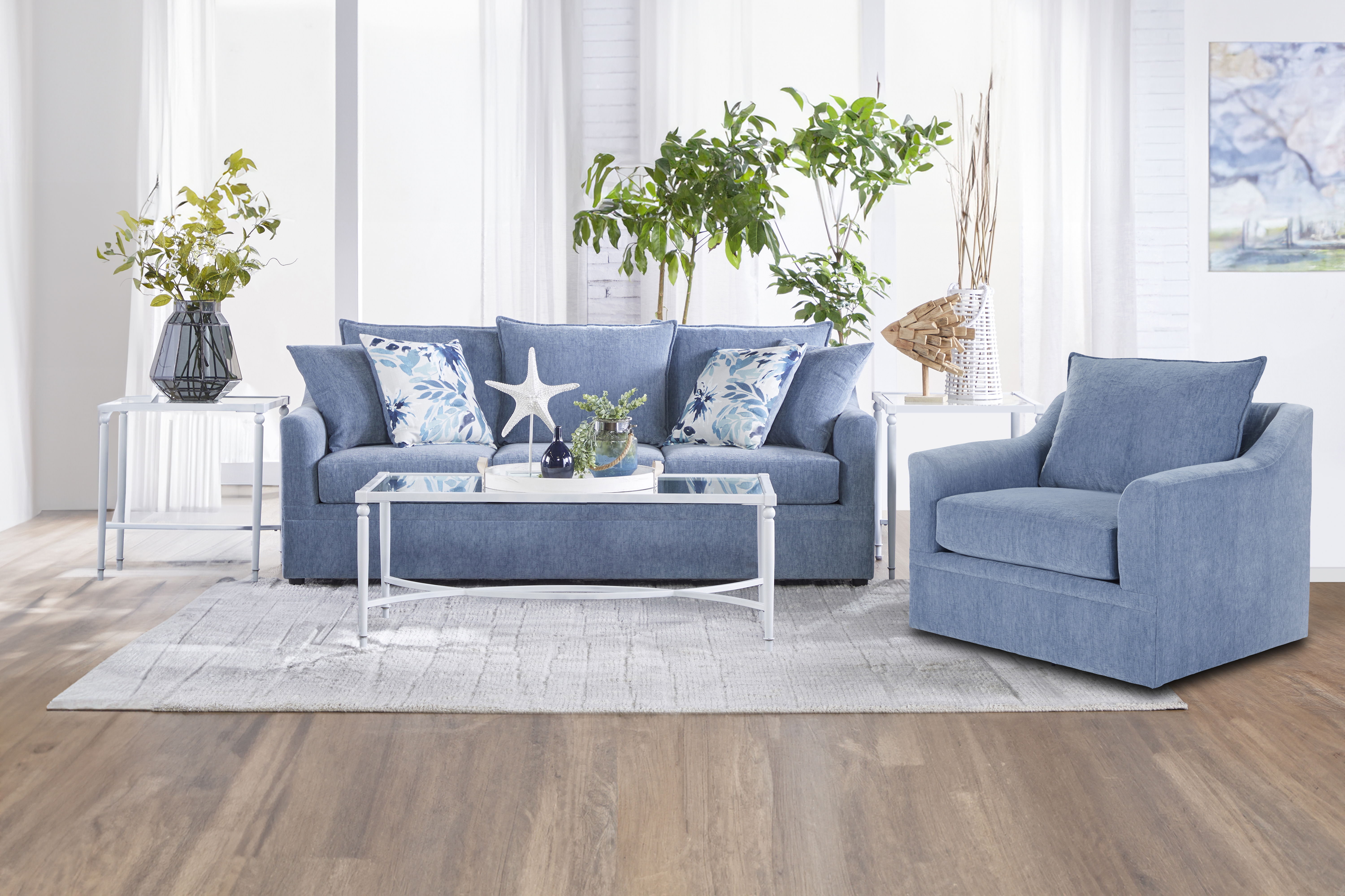 Sylvie - Sofa With 4 Accent Pillows - Lush Silver Gray