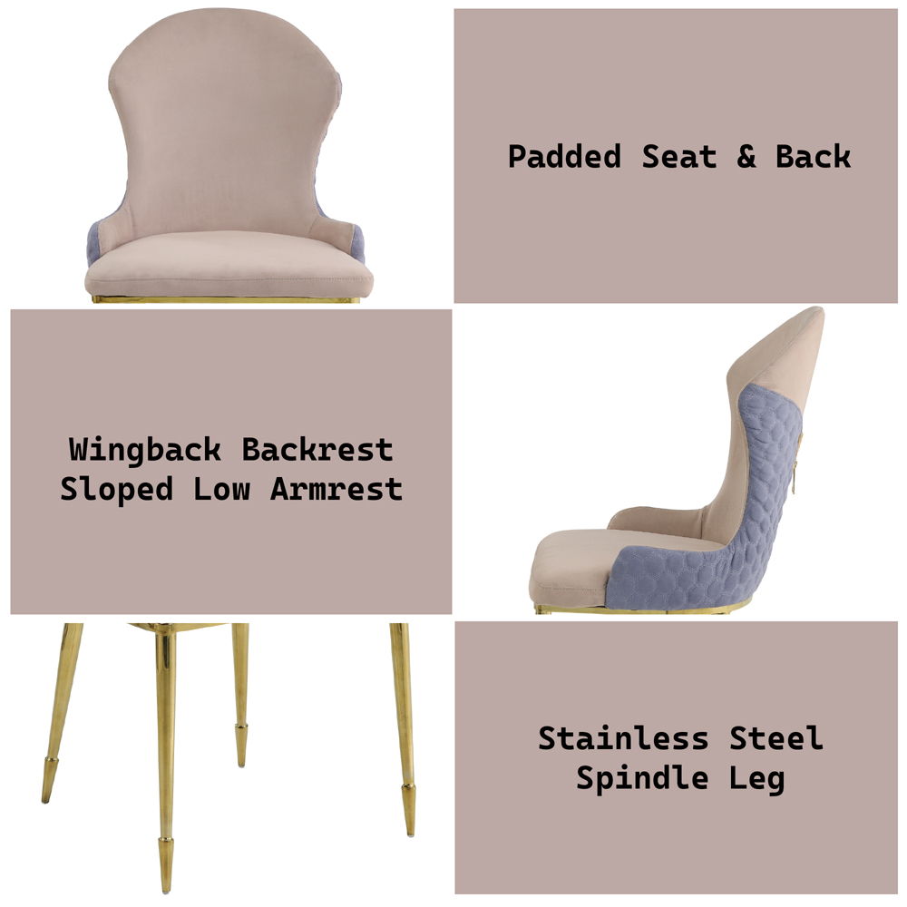 Caolan - Side Chair (Set of 2) - Tan, Lavender Fabric & Gold, beige, view 6