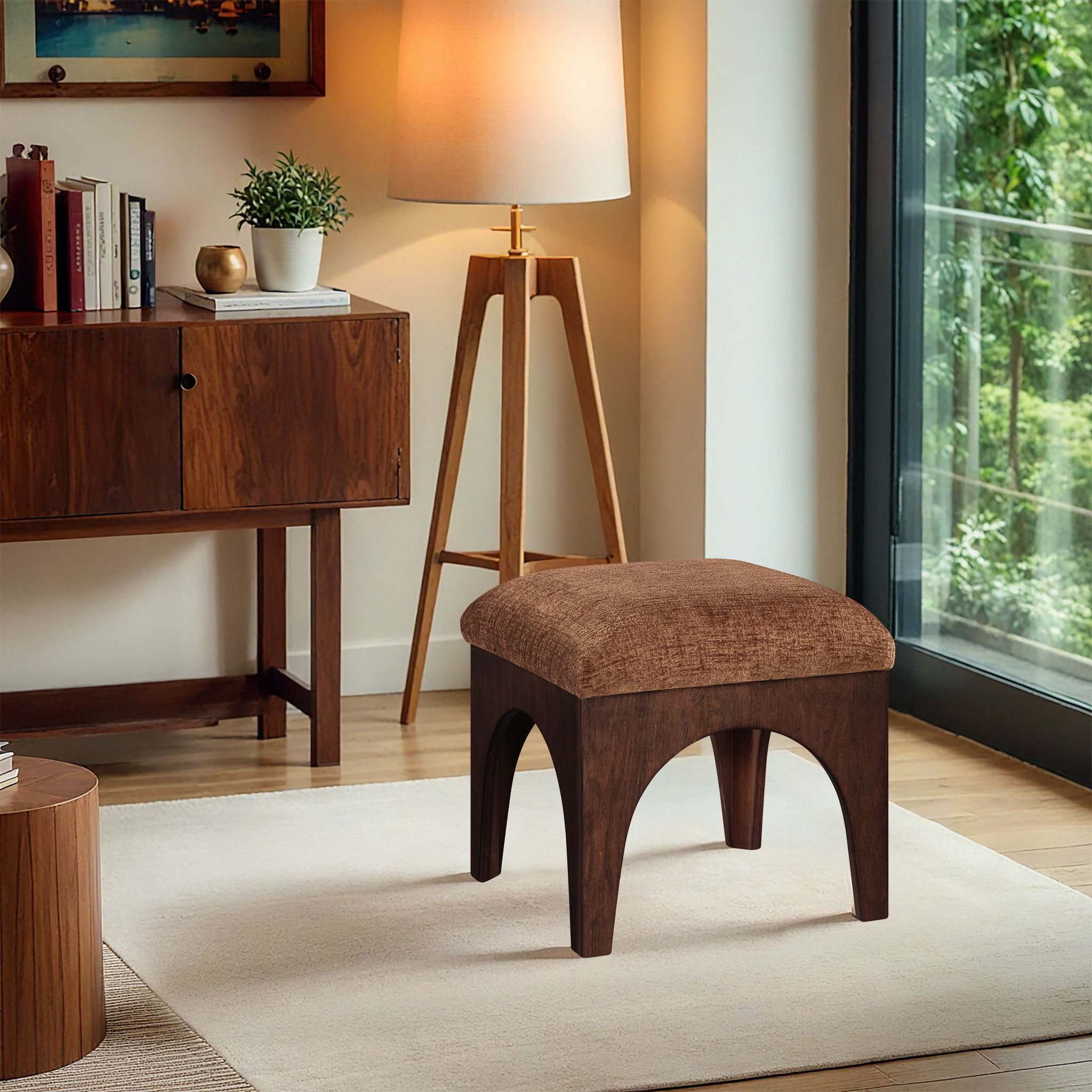 Lawson - Chenille Fabric Upholstered Ottoman - Cognac