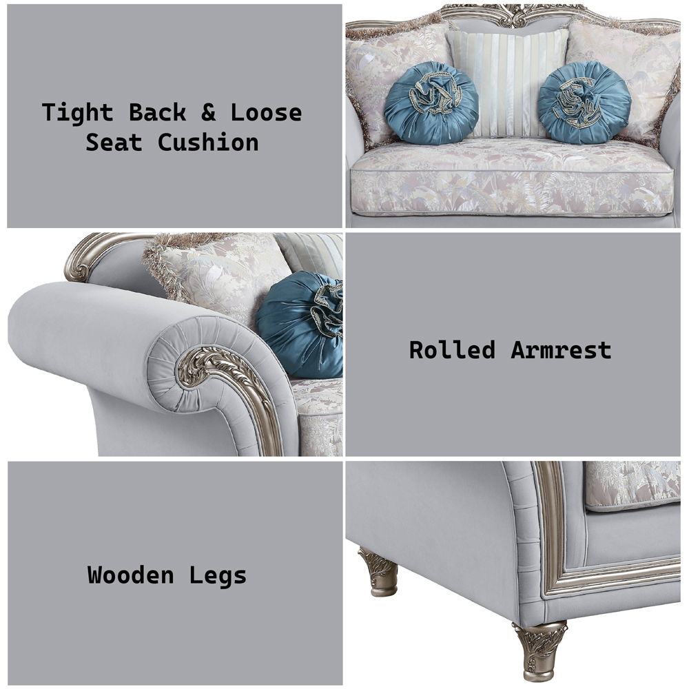 Pelumi - Loveseat With 5 Pillows - Light Gray Linen & Platinum, light gray, view 6