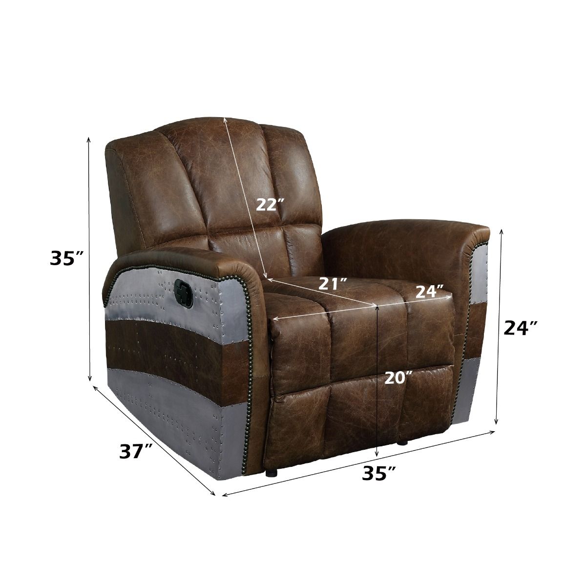 Brancaster - Power Motion Recliner - Retro Brown Top Grain Leather & Aluminum, light brown, view 8