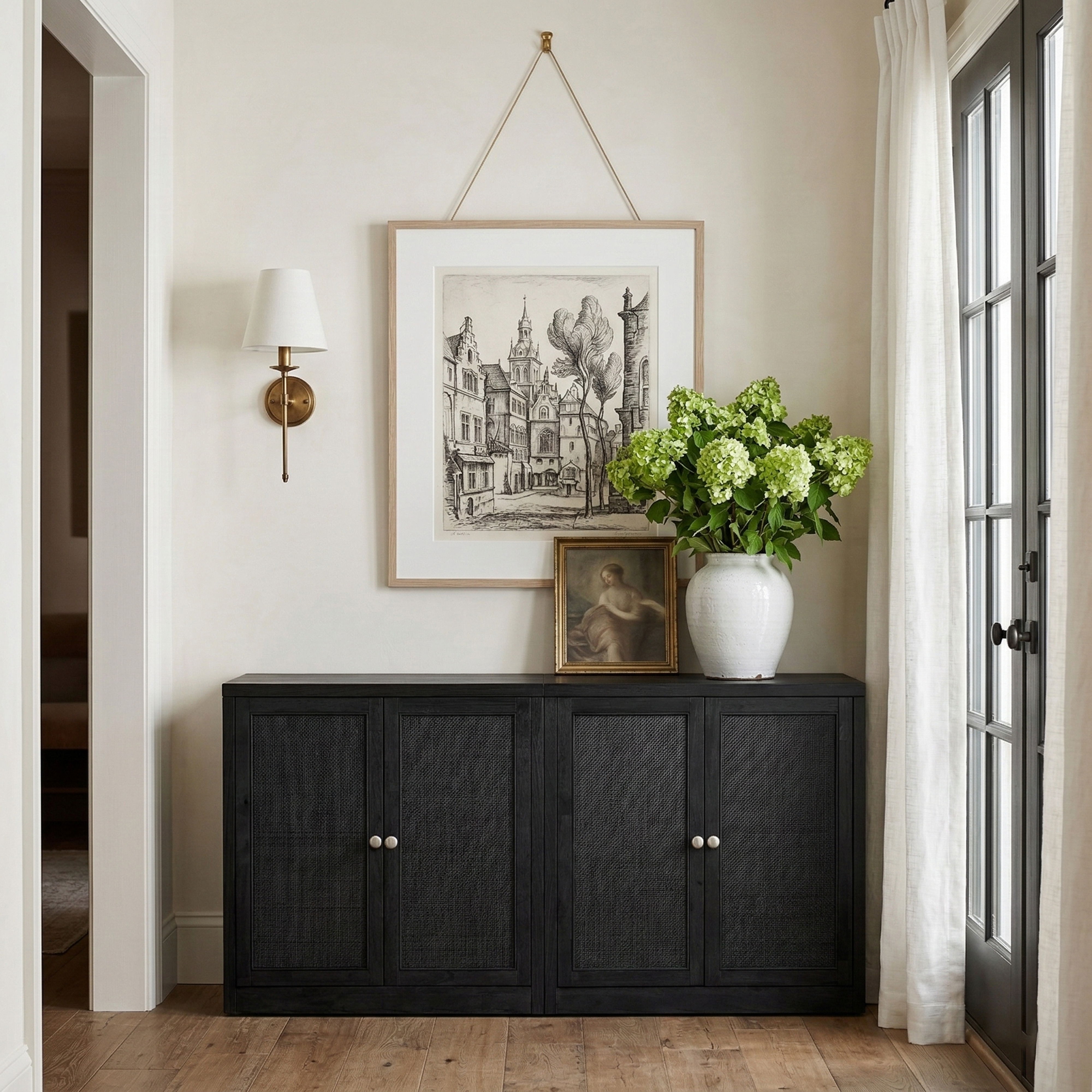 Vero - Solid Wood And Oak Veneer 2 Piece Sideboard/Buffet - Black