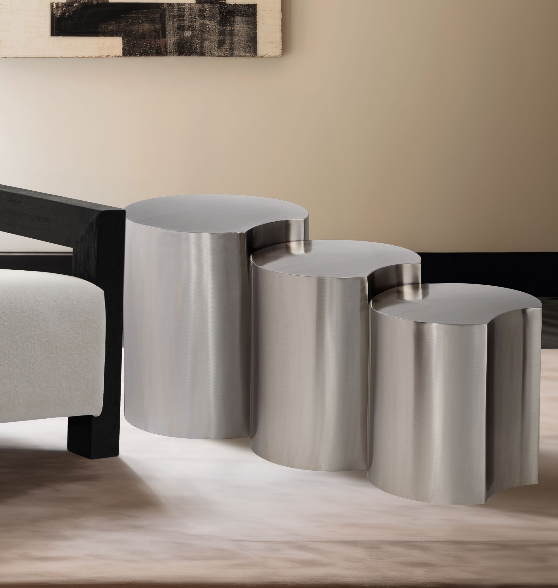 Dimple - 3 Piece Modular End Table - Silver
