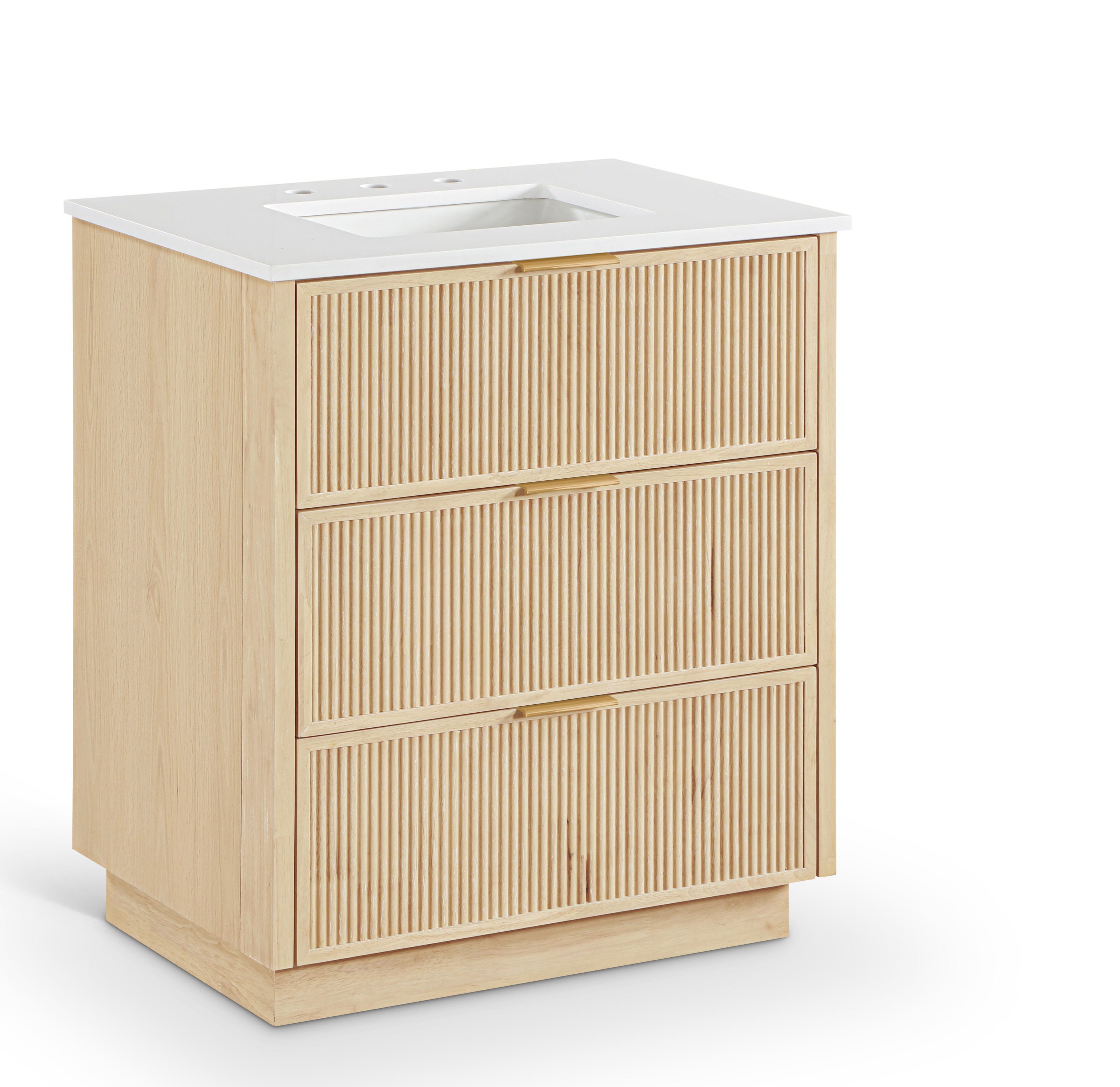 Willard - Engineered Stone And Solid Wood 30" Bathroom Vanity - Natural