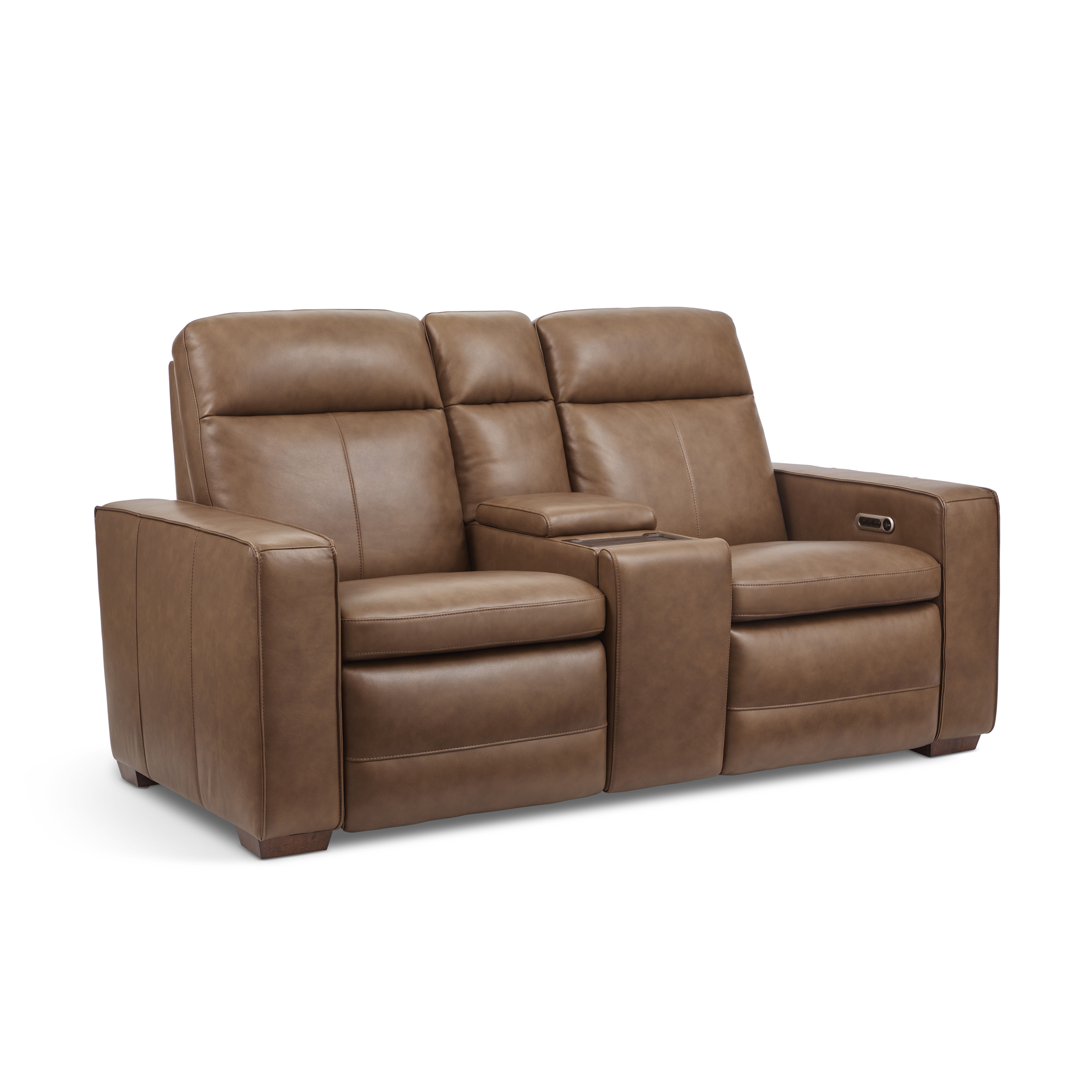 Dutch - Power Reclining Loveseat With Console, Power Headrest & Lumbar - Brown, dark brown