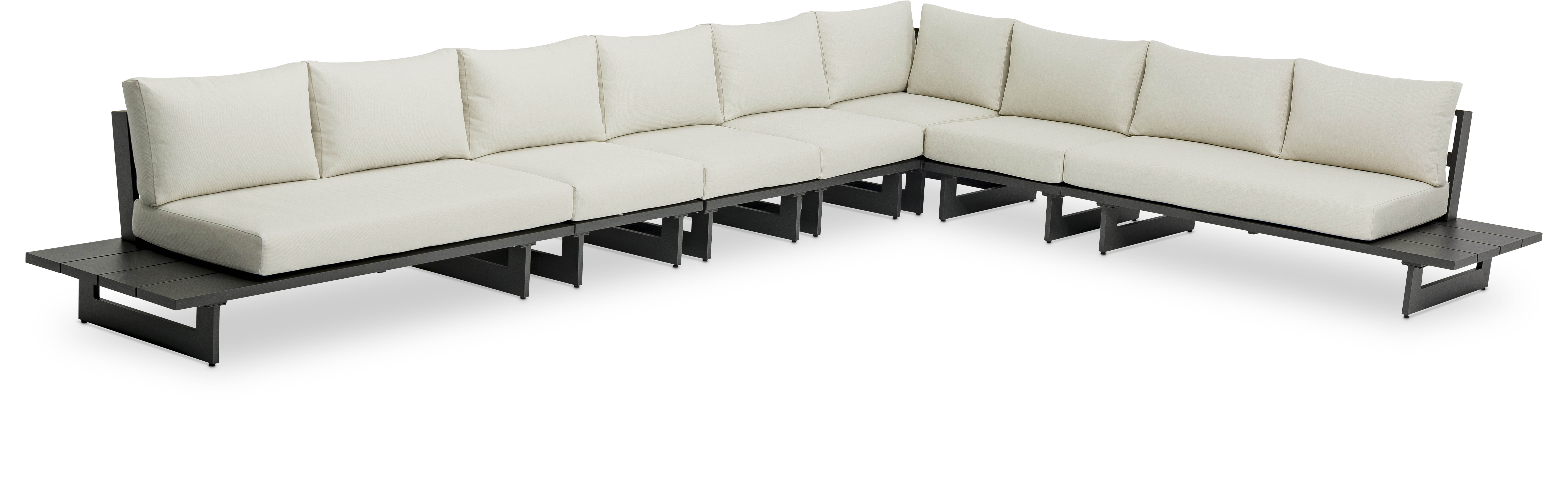 Maldives - 7 Piece Water Resistant Outdoor Patio Modular Sectional With Gray Base - Cream